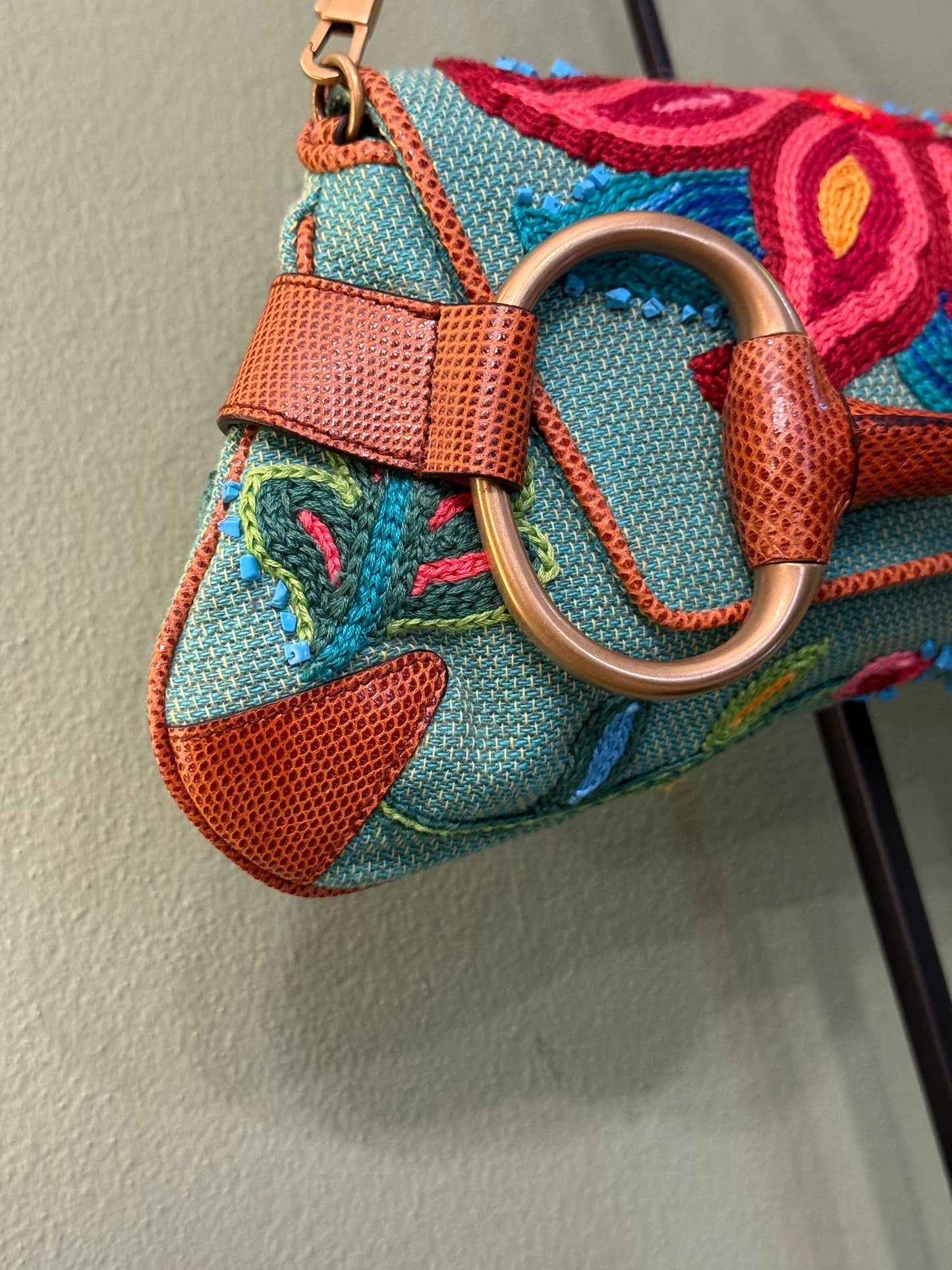 GUCCI BY TOM FORD EMBROIDERED LARGE HORSEBIT CHAIN SHOULDER BAG