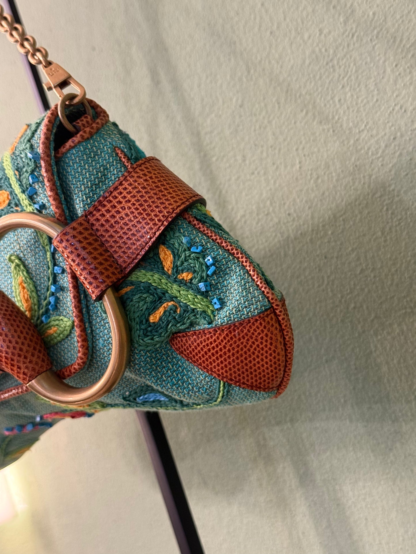 GUCCI BY TOM FORD EMBROIDERED LARGE HORSEBIT CHAIN SHOULDER BAG