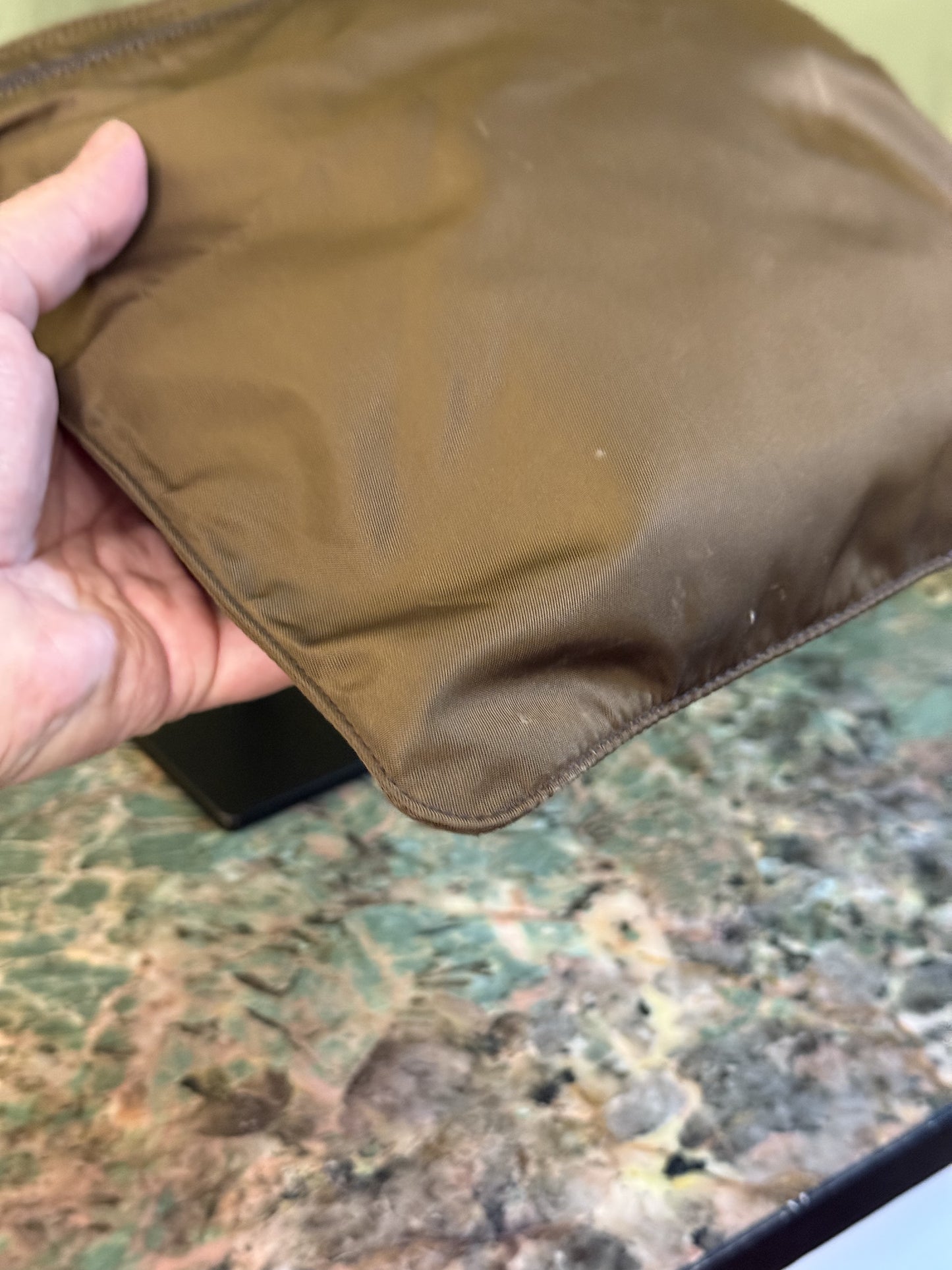 PRADA KHAKI NYLON MEDIUM FLAT CROSSBODY BAG