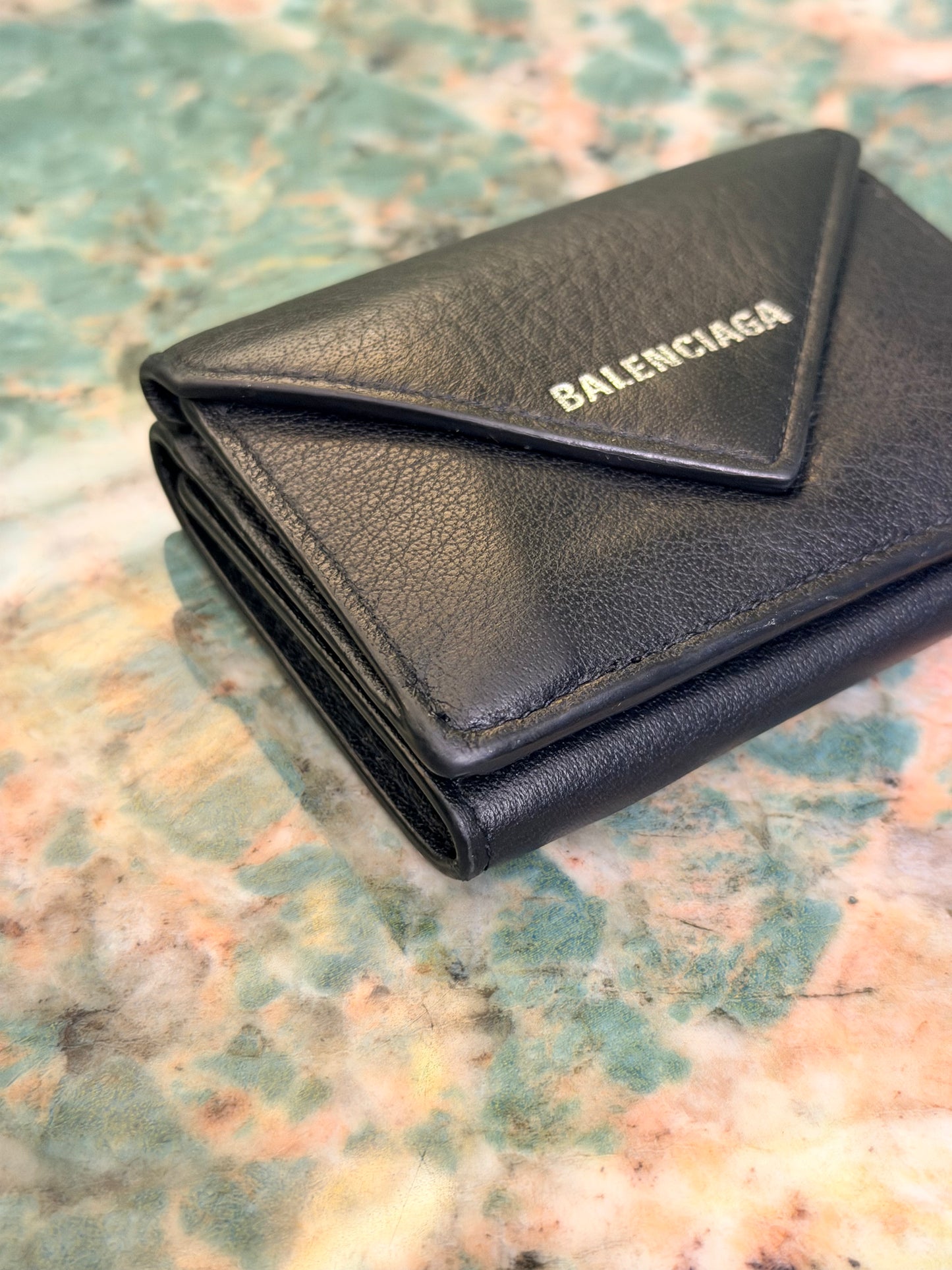 BALENCIAGA BLACK SMALL TRI FOLD WALLET