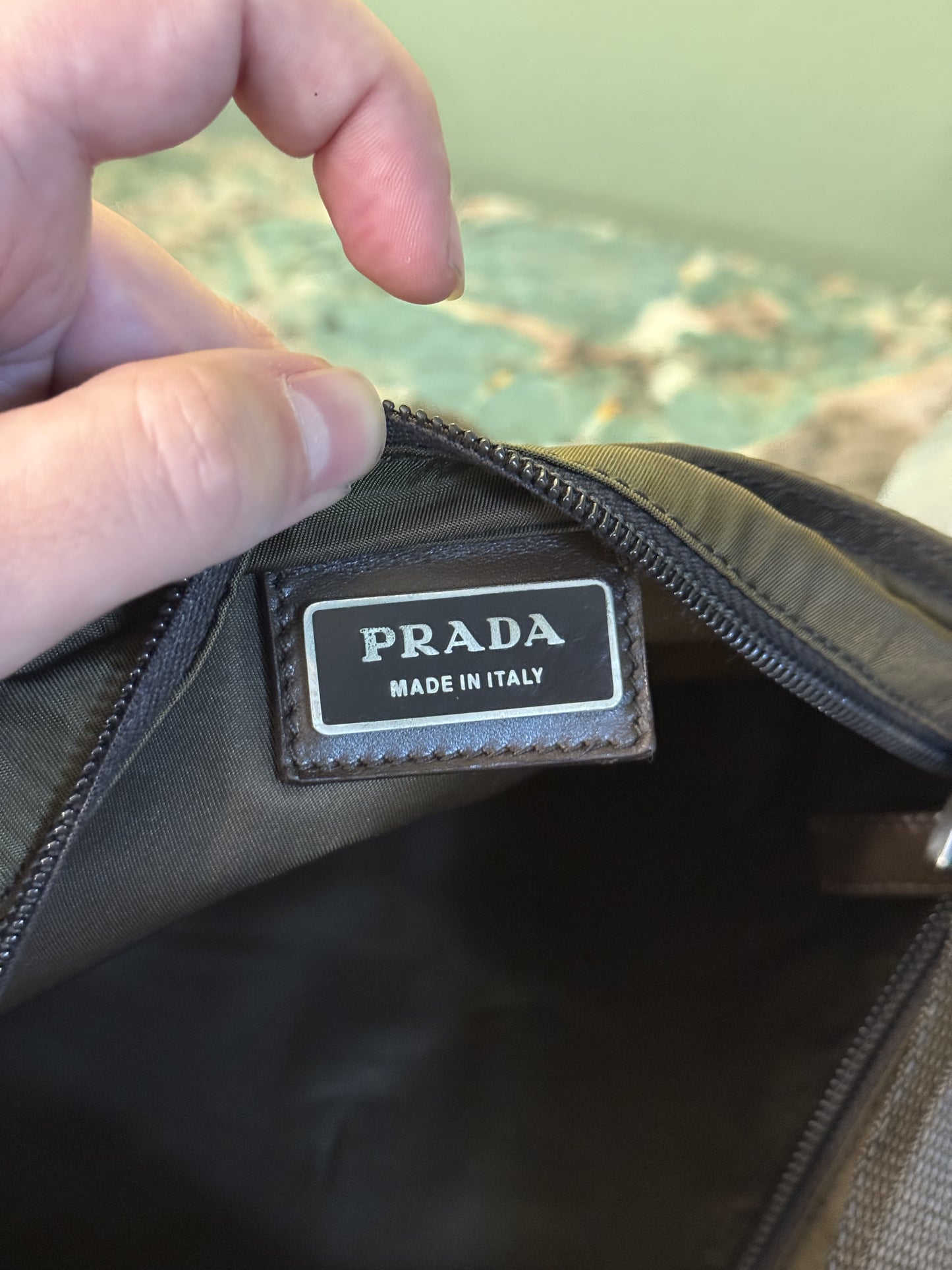 PRADA KHAKI NYLON MEDIUM FLAT CROSSBODY BAG