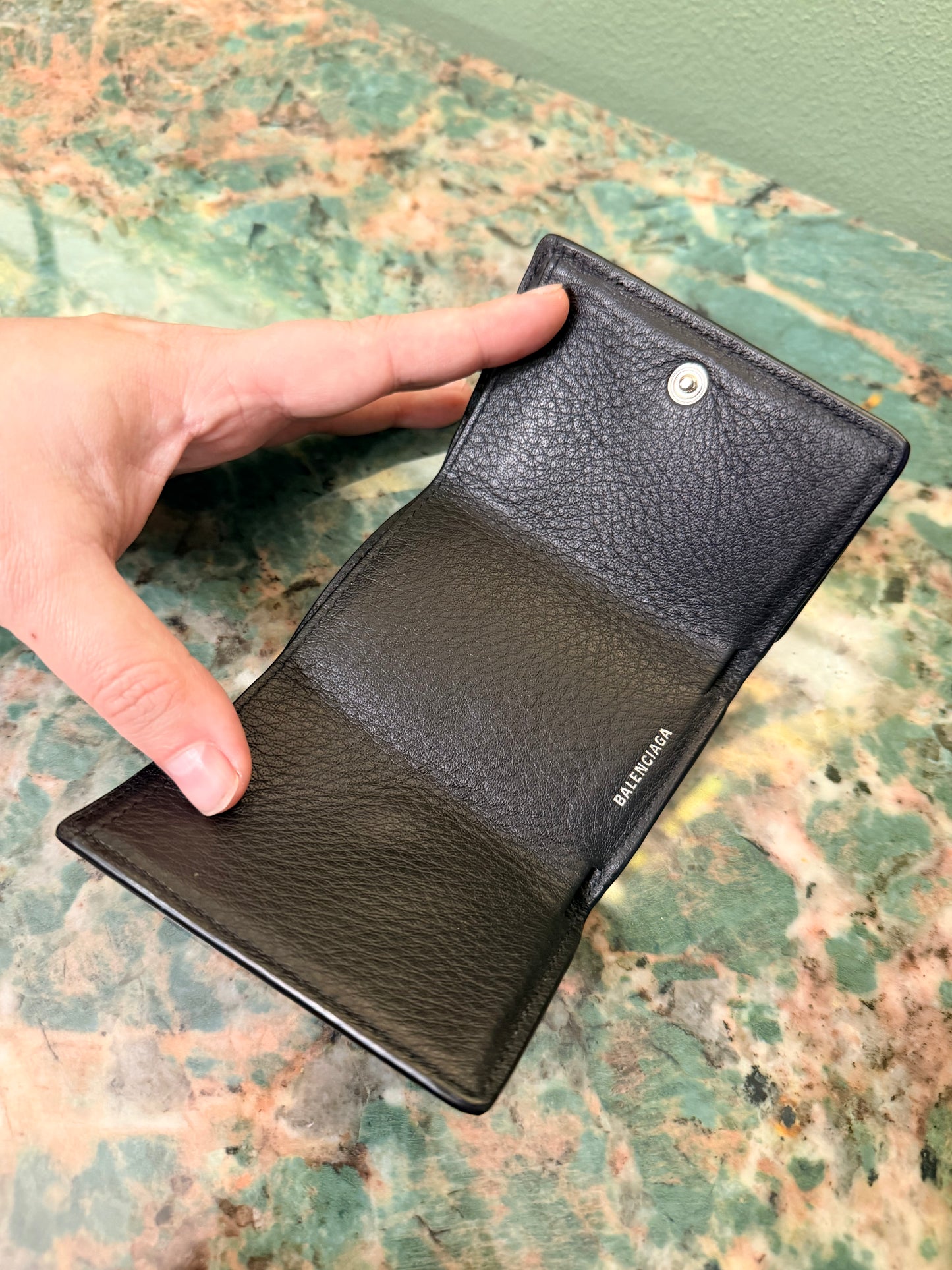 BALENCIAGA BLACK SMALL TRI FOLD WALLET