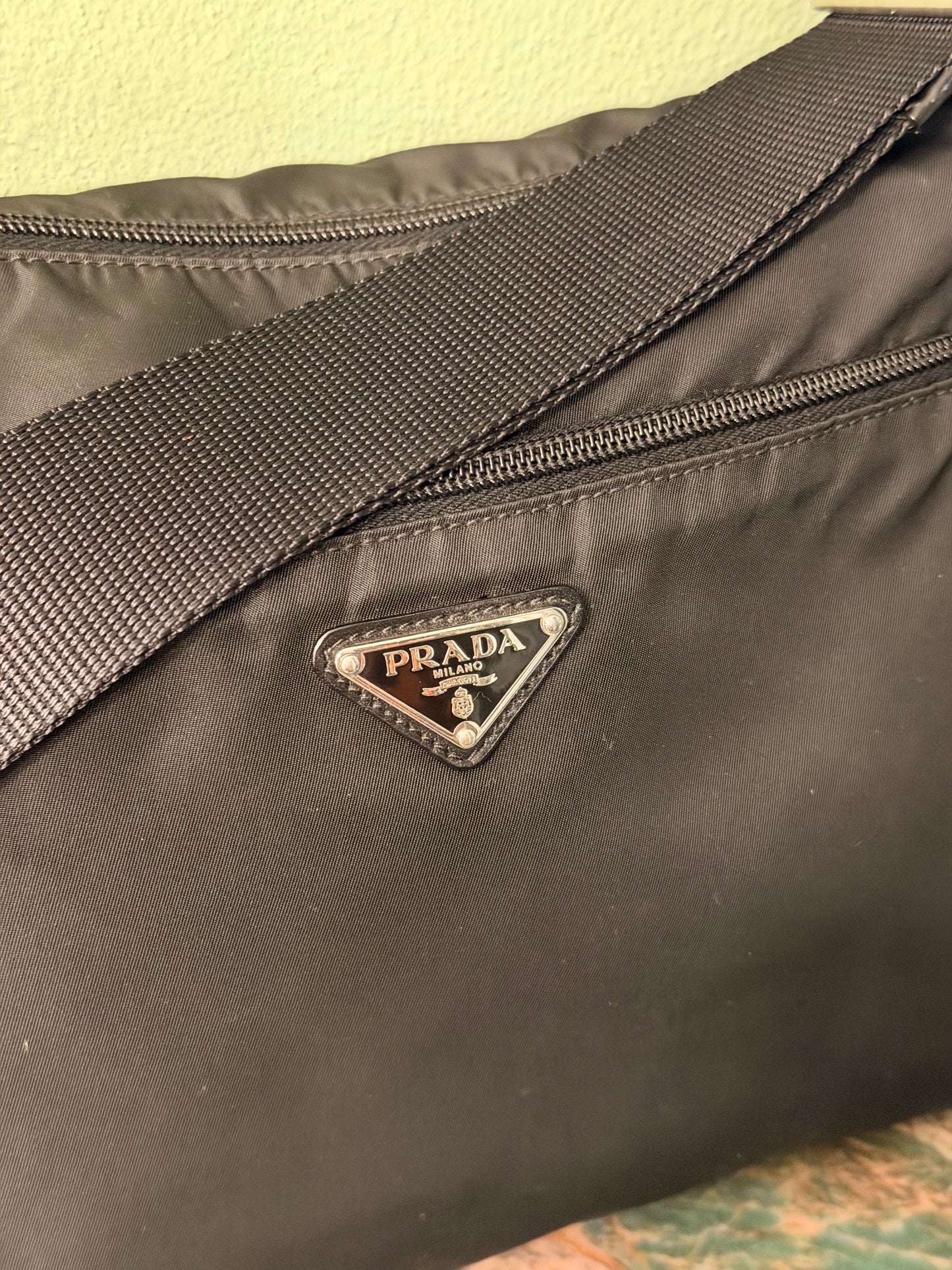 PRADA BLACK NYLON MEDIUM CROSSBODY BAG