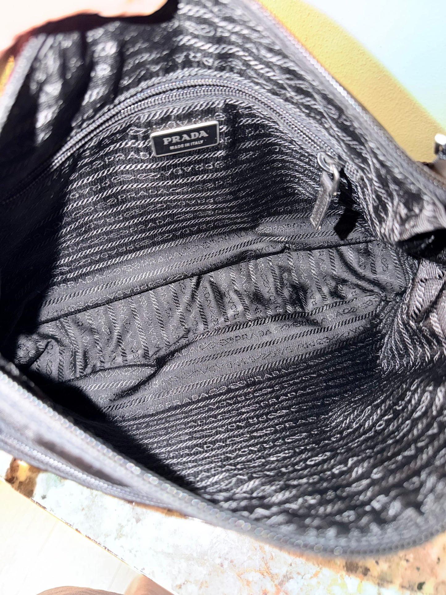 PRADA BLACK NYLON MEDIUM CROSSBODY BAG