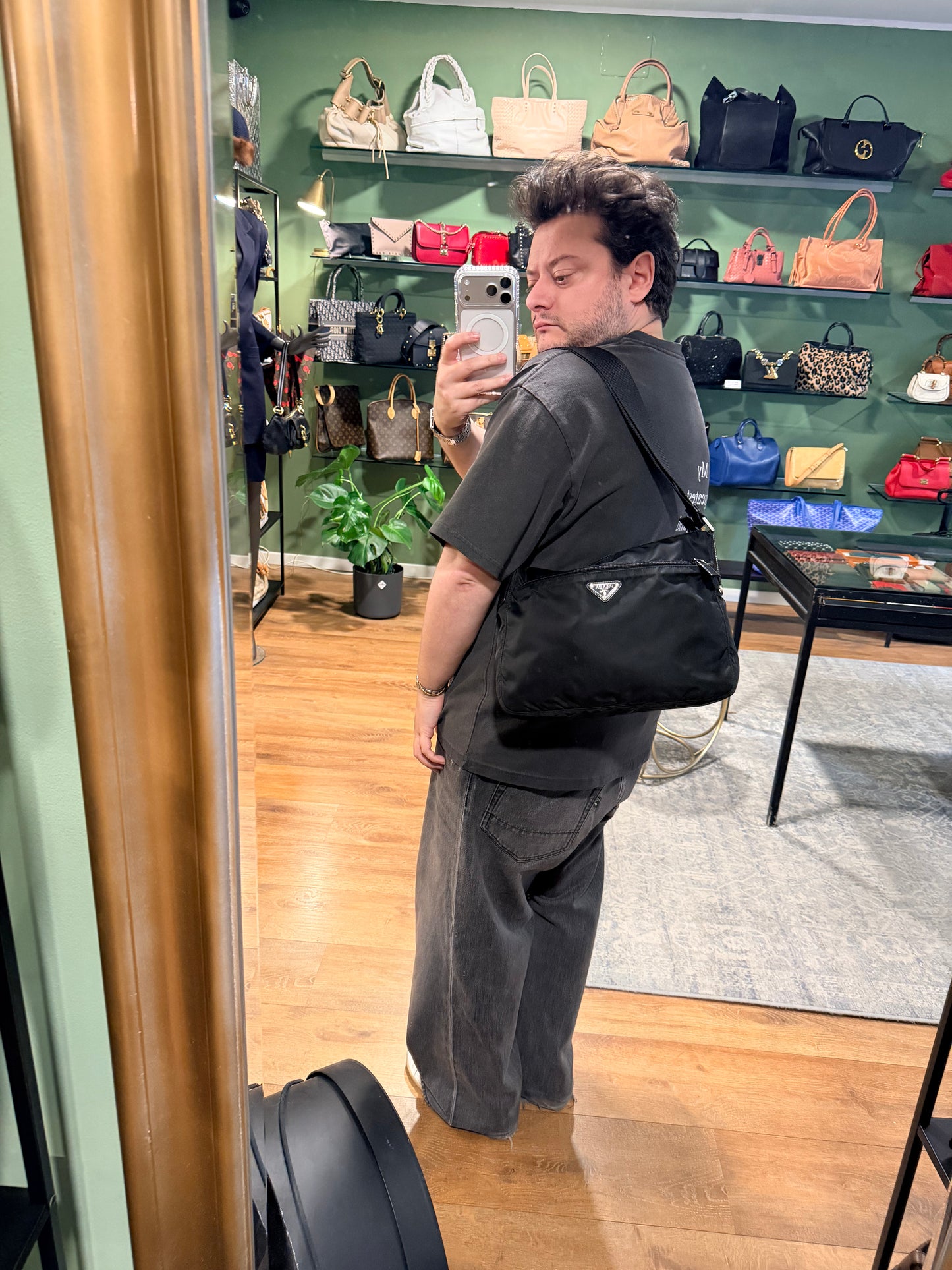 PRADA BLACK NYLON MEDIUM CROSSBODY BAG