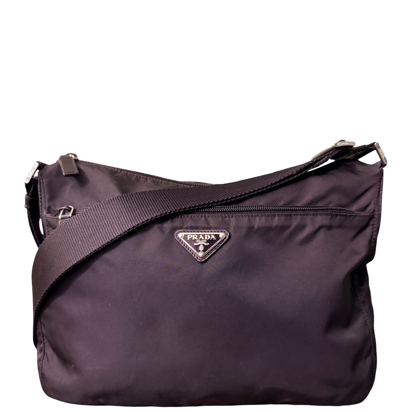 PRADA BLACK NYLON MEDIUM CROSSBODY BAG