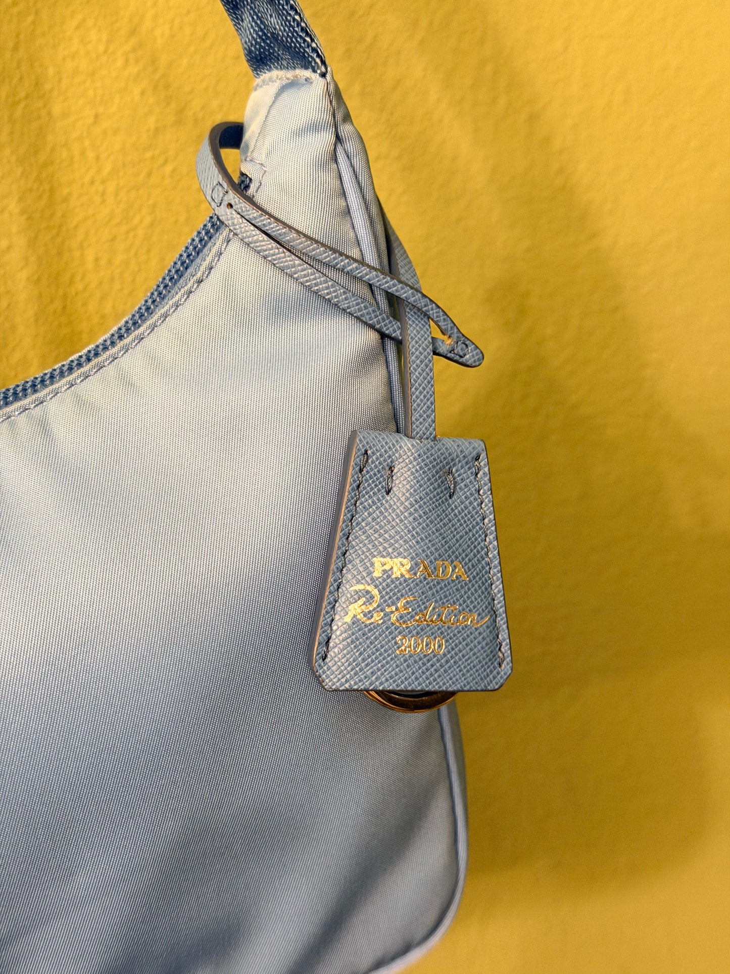 PRADA LIGHT BLUE NYLON RE EDITION 2000 SHOULDER BAG