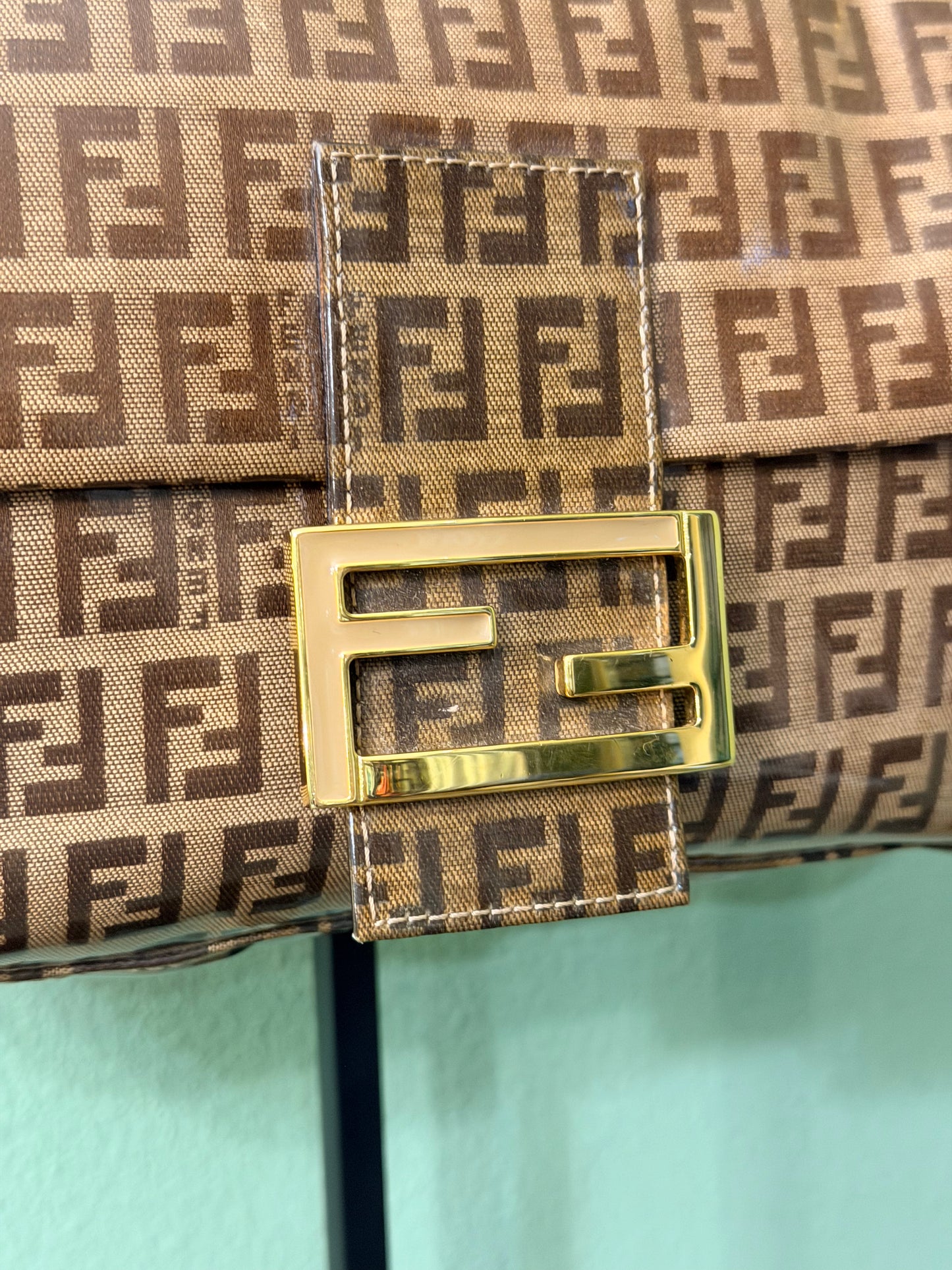 FENDI CRISTAL ZUCCHINO BAGUETTE SHOULDER BAG