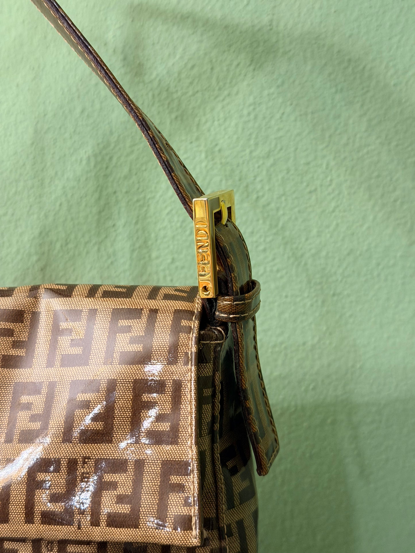 FENDI CRISTAL ZUCCHINO BAGUETTE SHOULDER BAG