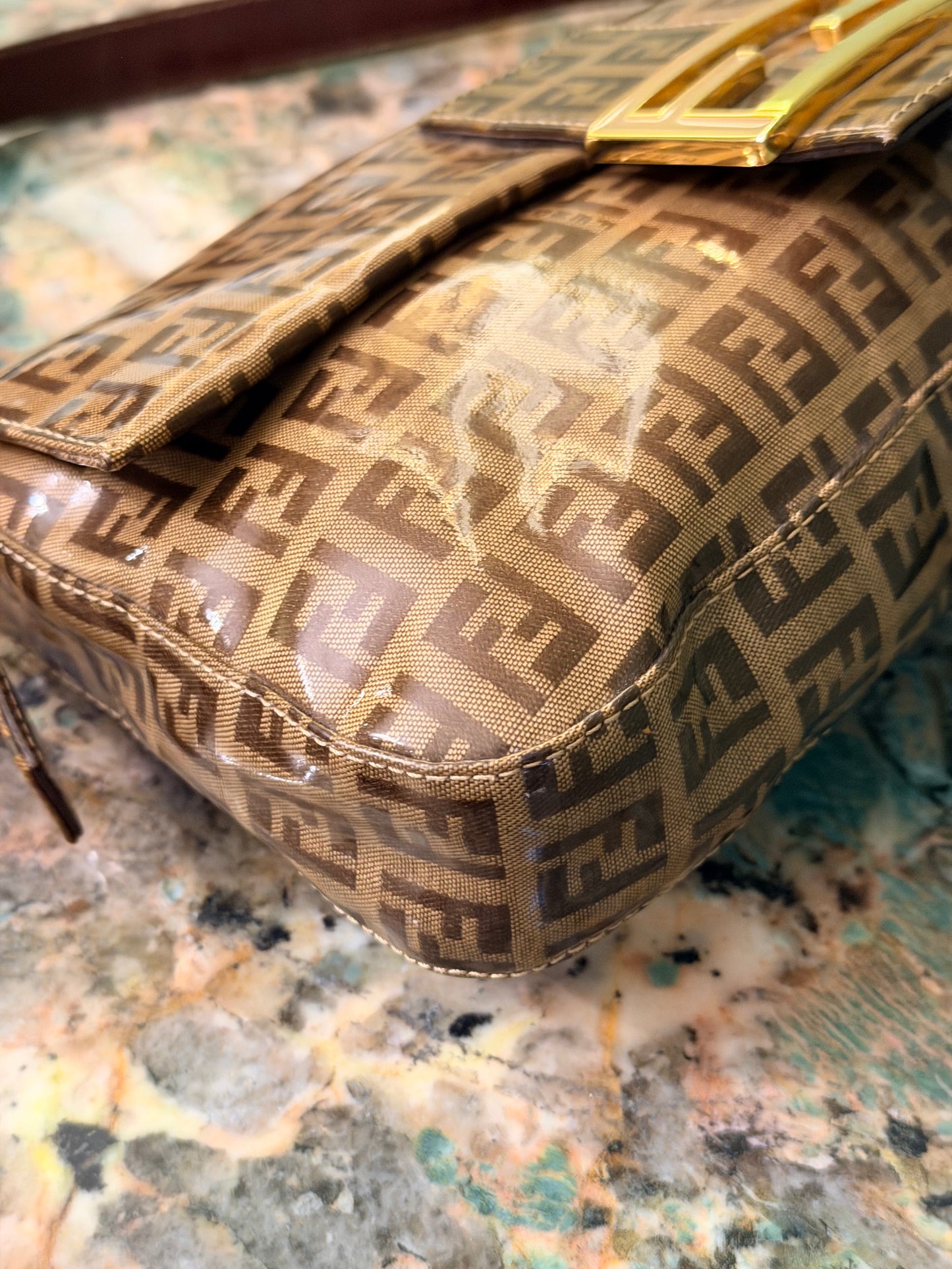 FENDI CRISTAL ZUCCHINO BAGUETTE SHOULDER BAG