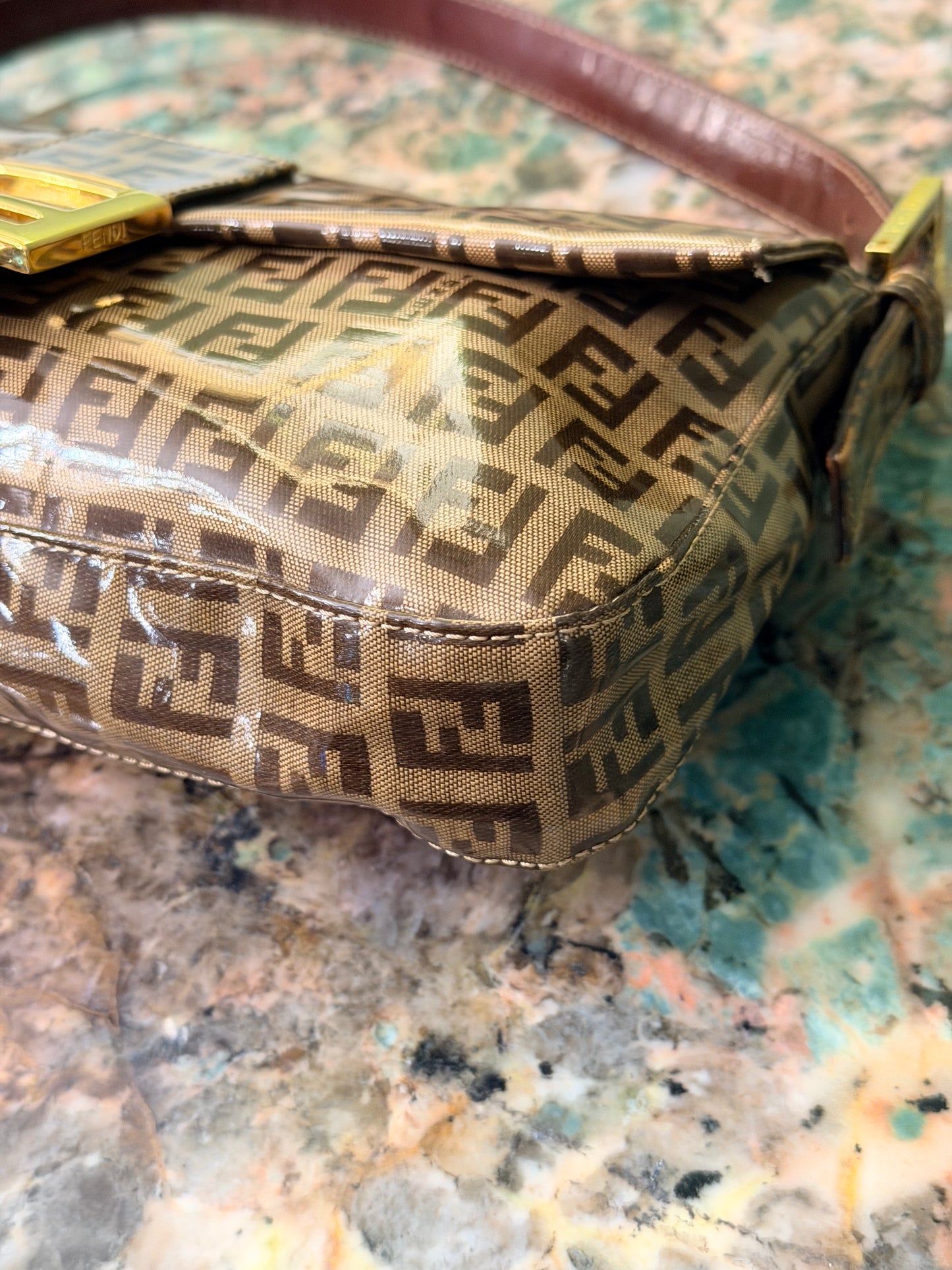 FENDI CRISTAL ZUCCHINO BAGUETTE SHOULDER BAG