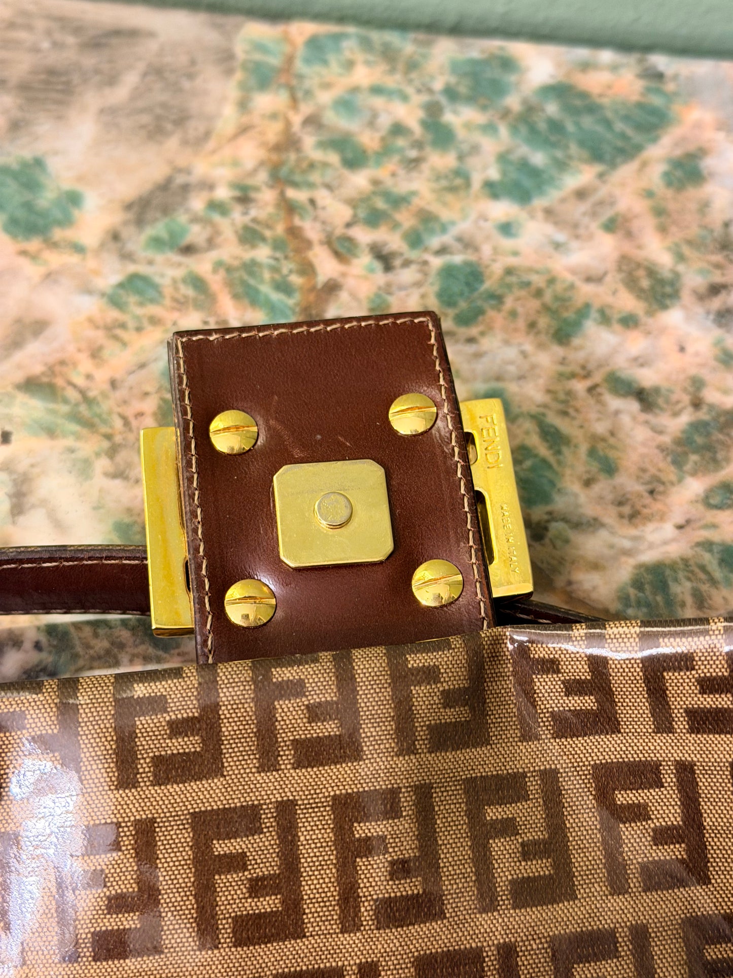 FENDI CRISTAL ZUCCHINO BAGUETTE SHOULDER BAG