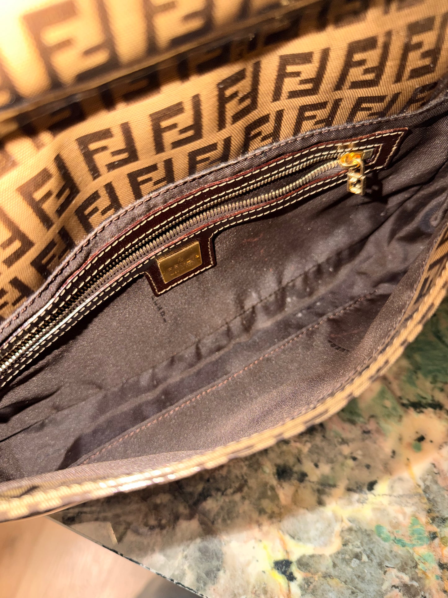 FENDI CRISTAL ZUCCHINO BAGUETTE SHOULDER BAG