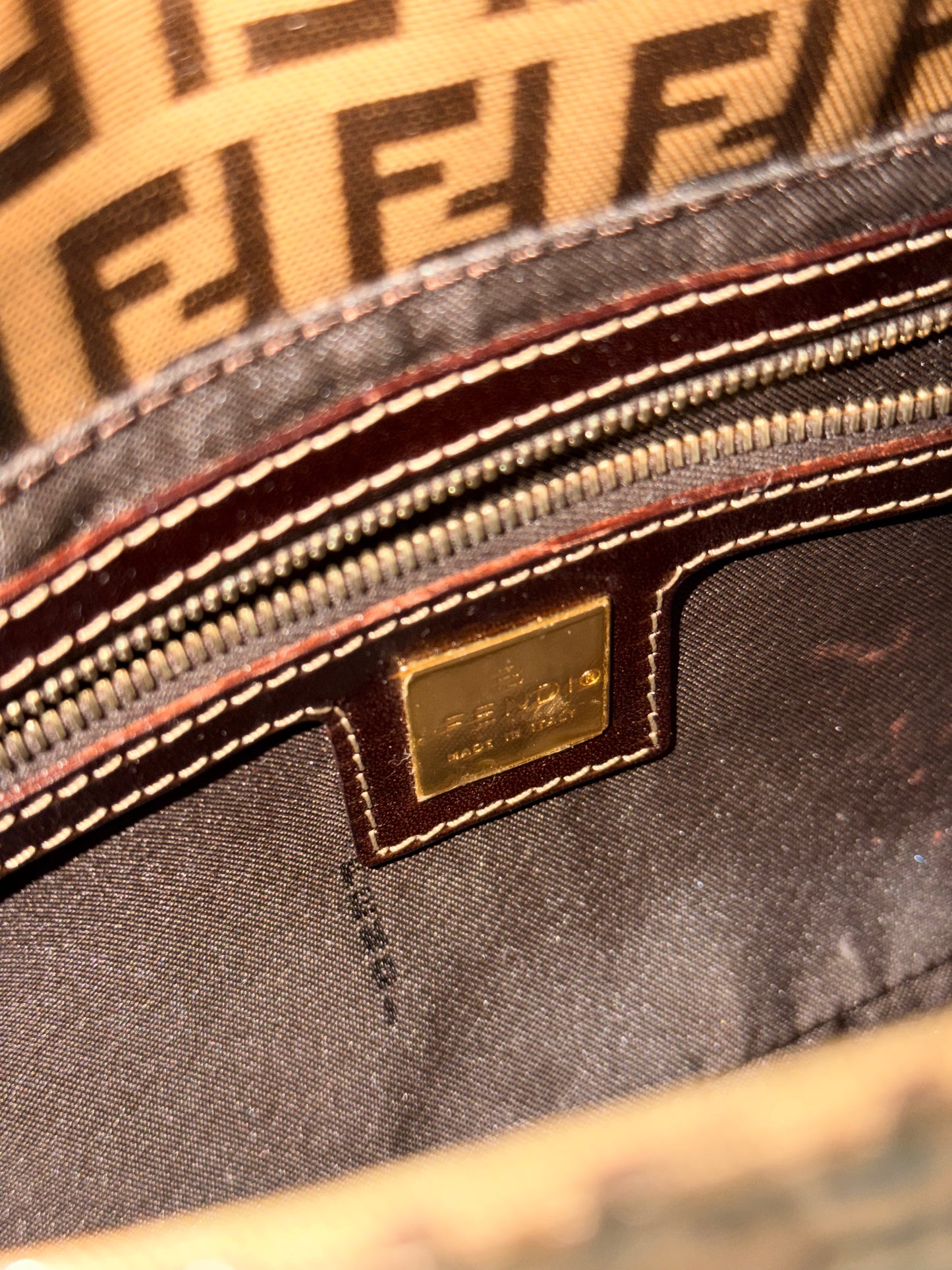 FENDI CRISTAL ZUCCHINO BAGUETTE SHOULDER BAG