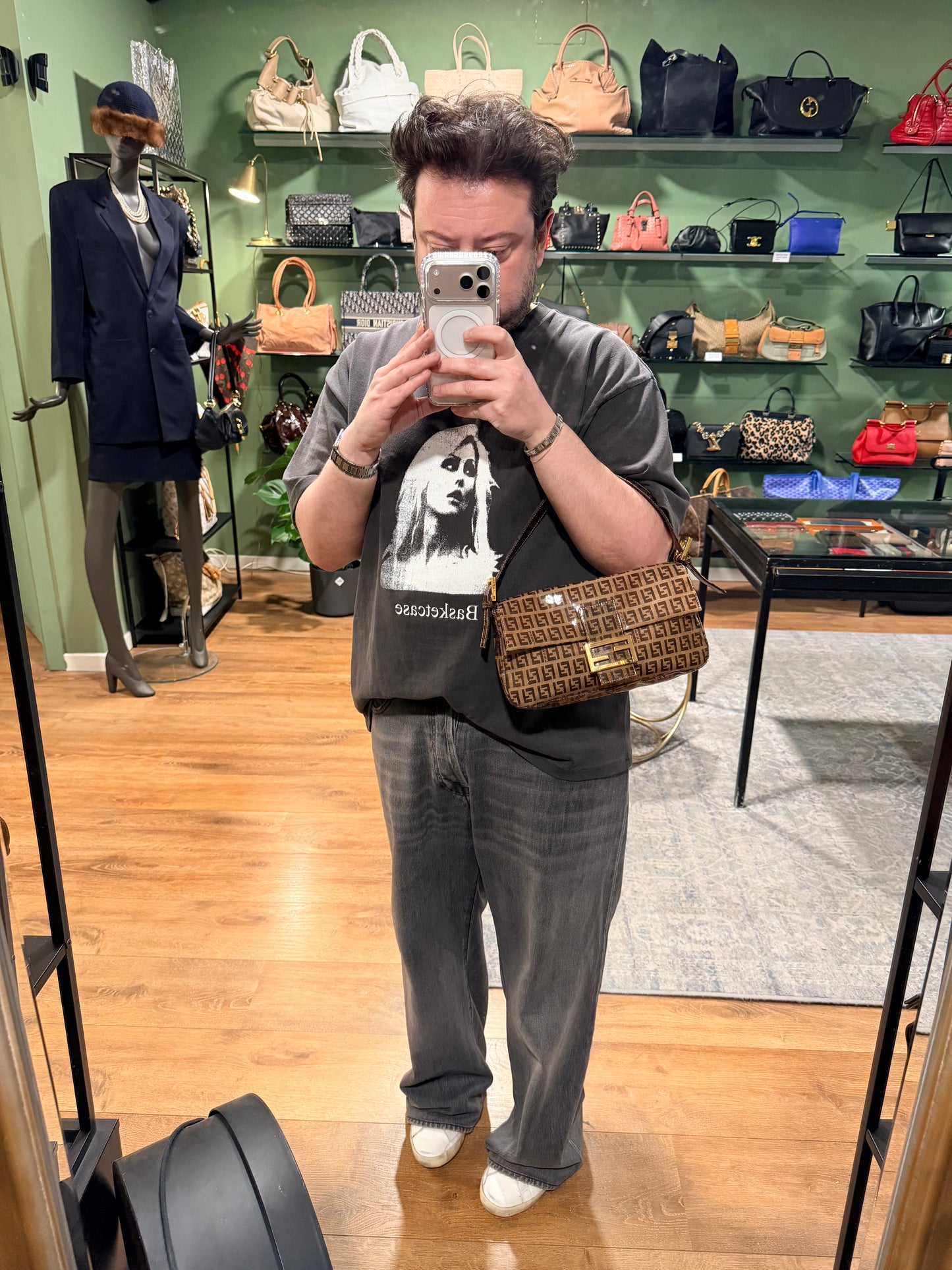 FENDI CRISTAL ZUCCHINO BAGUETTE SHOULDER BAG