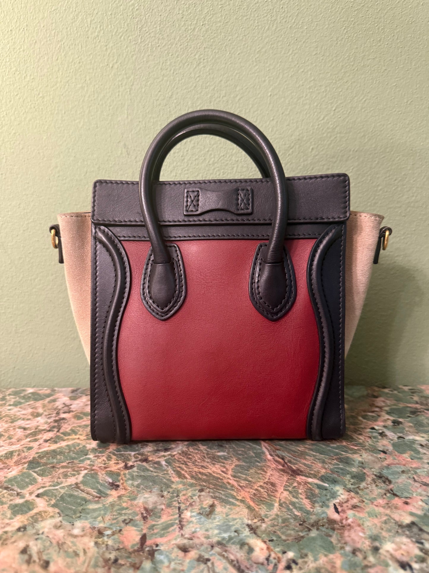 CELINE TRI COLOR NANO LUGGAGE CROSSBODY BAG