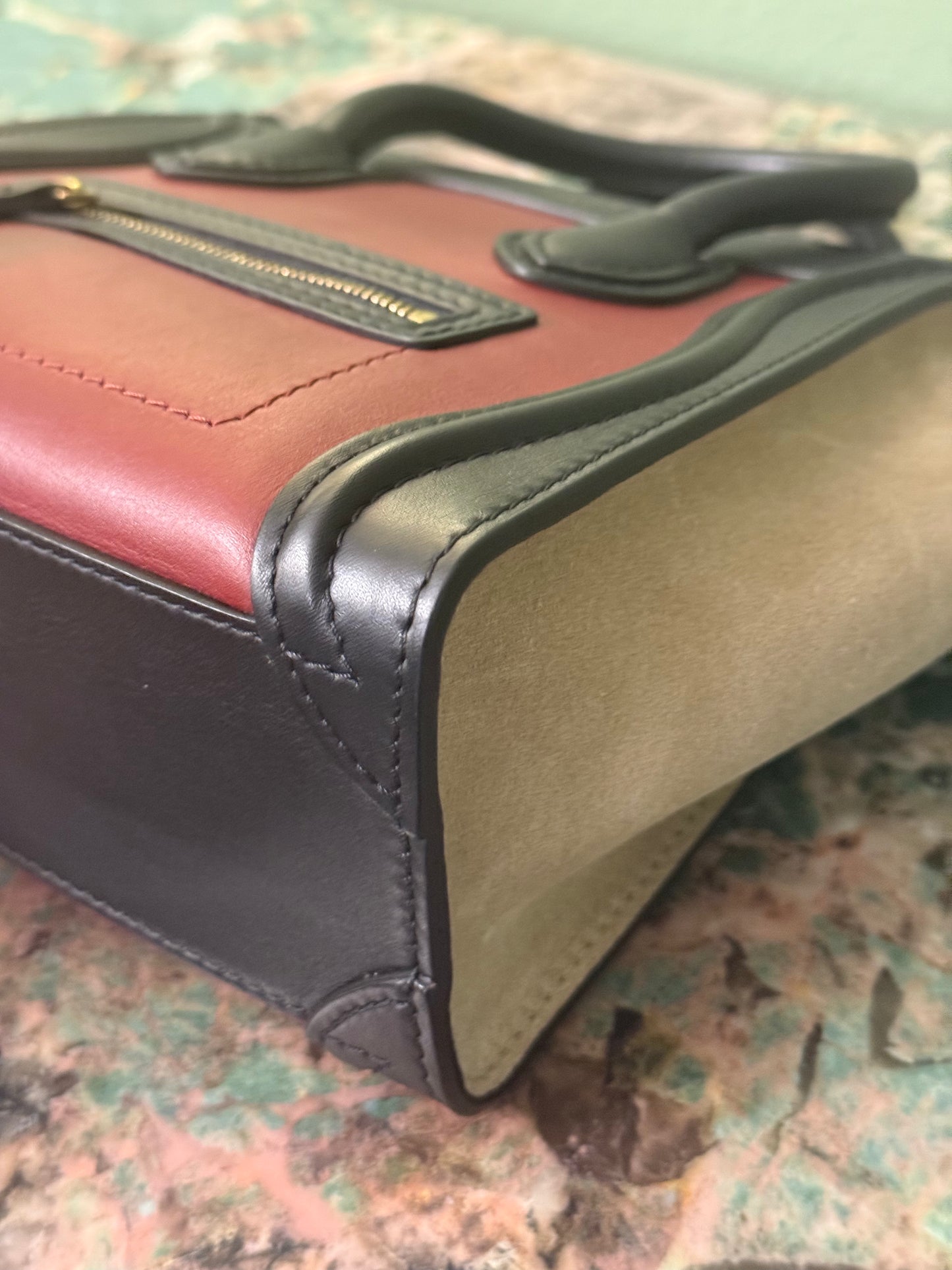 CELINE TRI COLOR NANO LUGGAGE CROSSBODY BAG