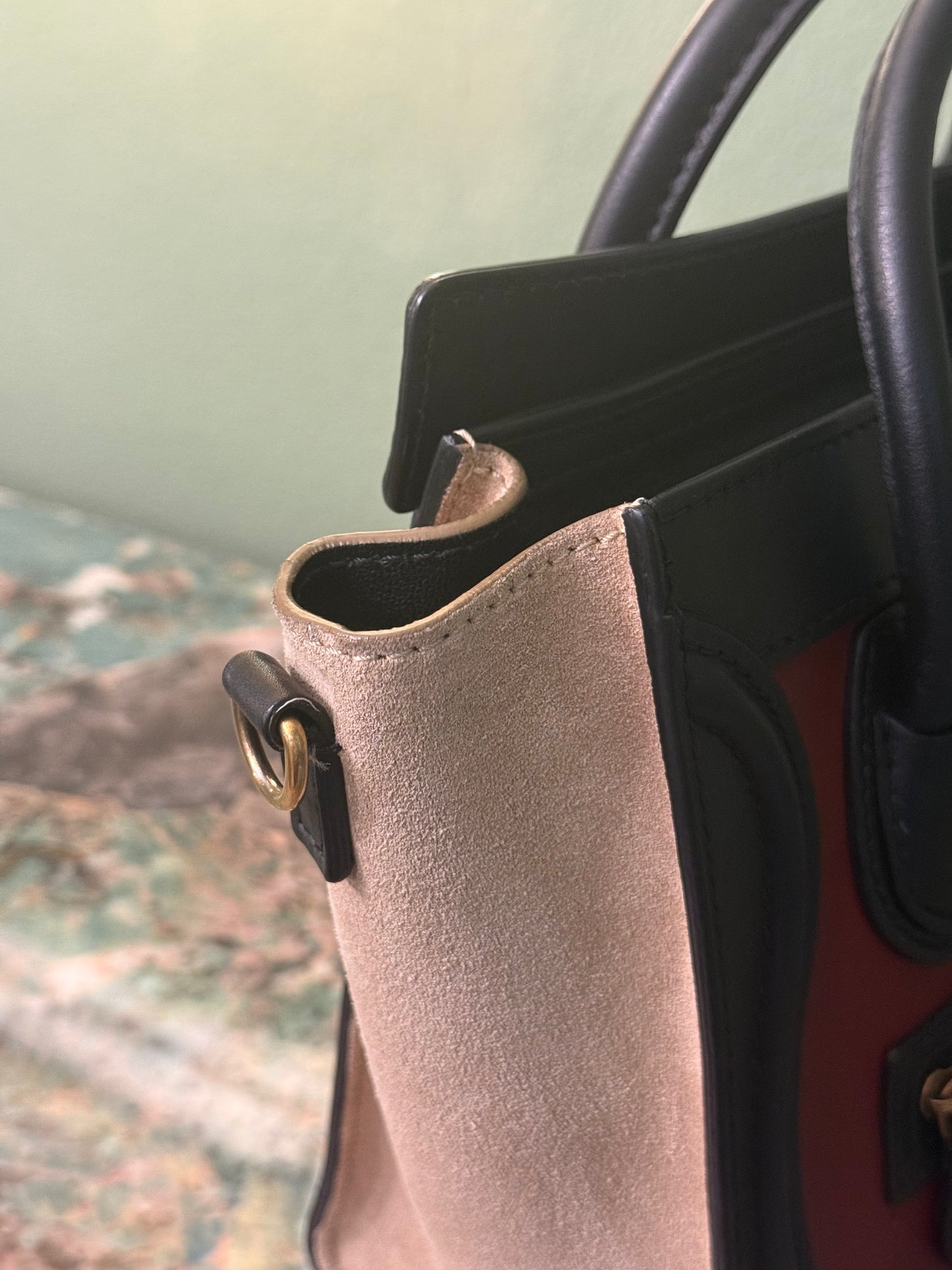 CELINE TRI COLOR NANO LUGGAGE CROSSBODY BAG
