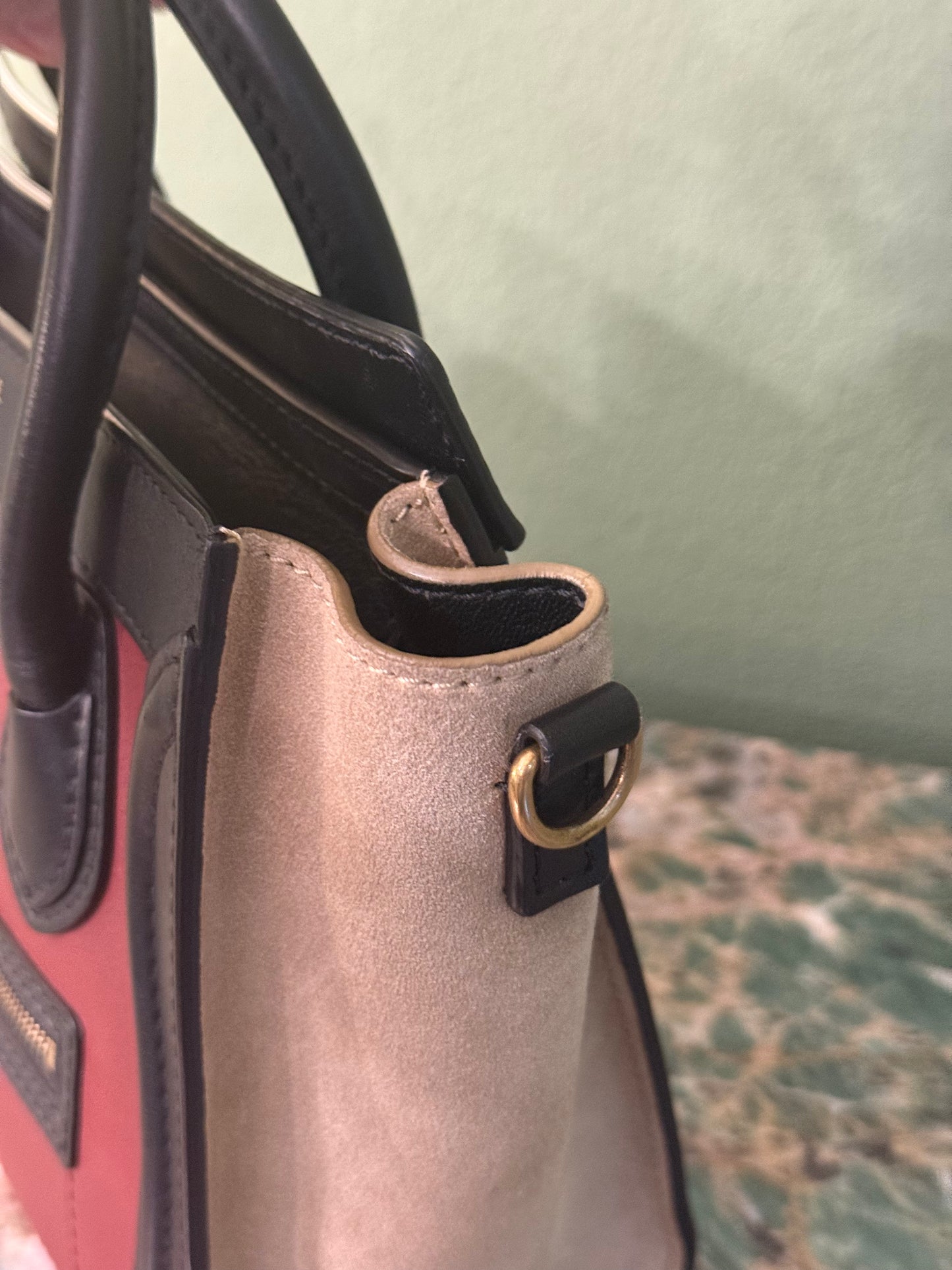 CELINE TRI COLOR NANO LUGGAGE CROSSBODY BAG