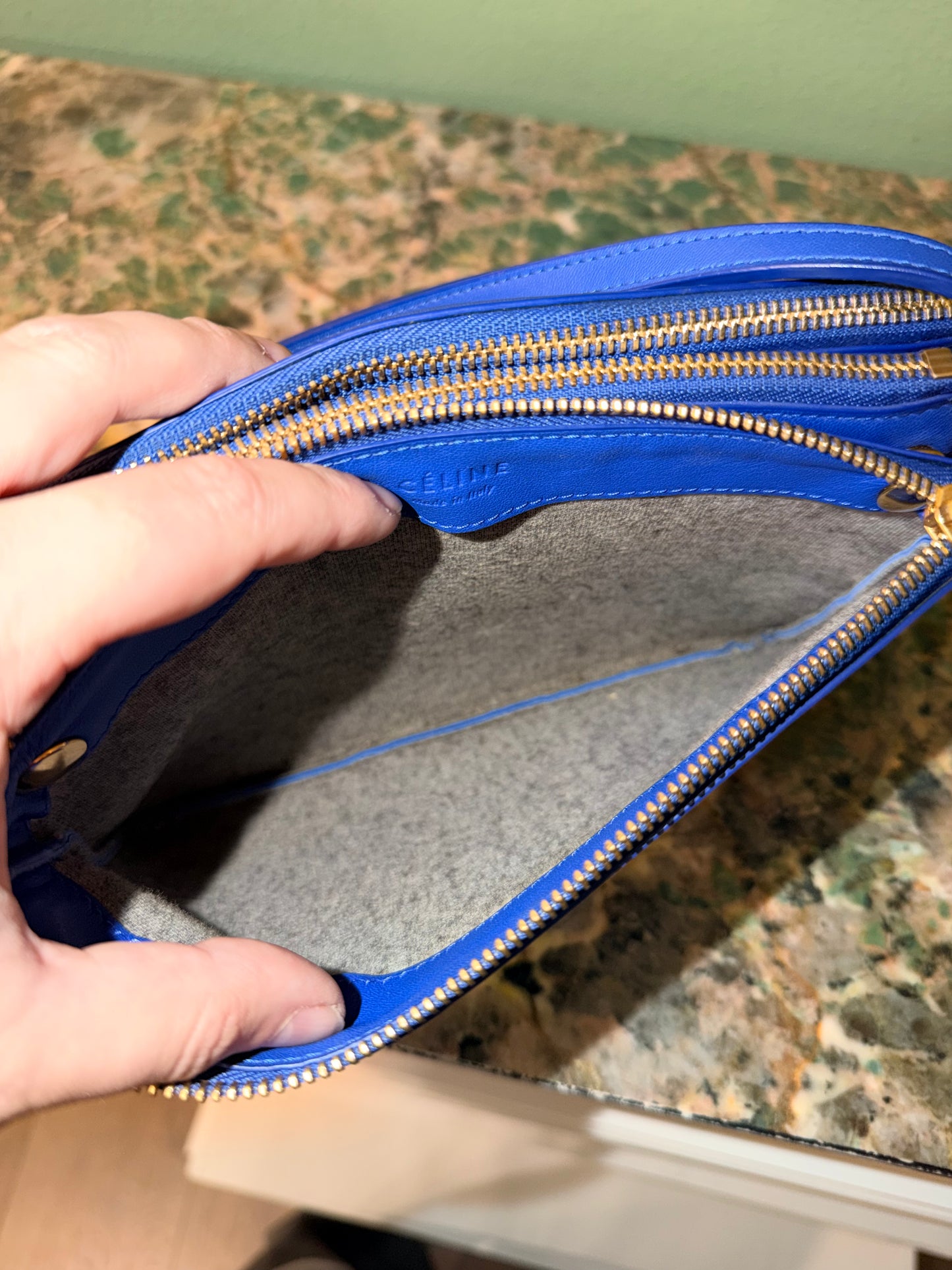 CÈLINE BLUE SMALL TRIO CROSSBODY BAG