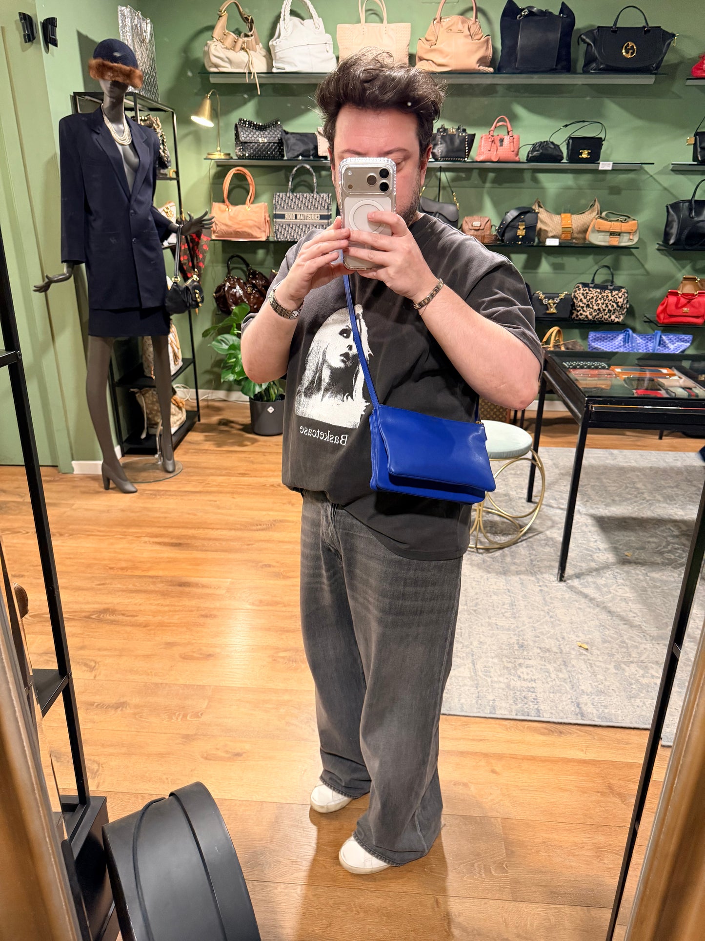 CÈLINE BLUE SMALL TRIO CROSSBODY BAG