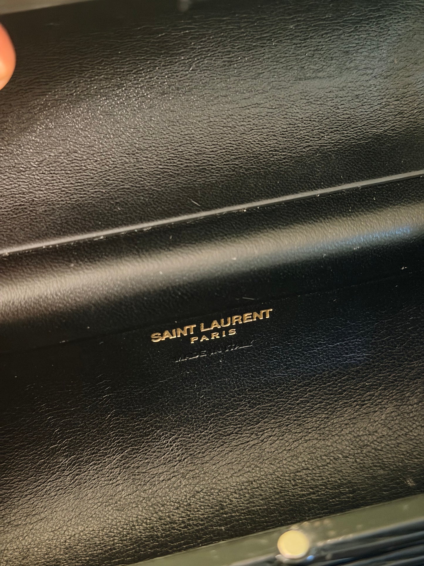 SAINT LAURENT BLACK ACRYLIC OPIUM BOX SHOULDER CLUTCH