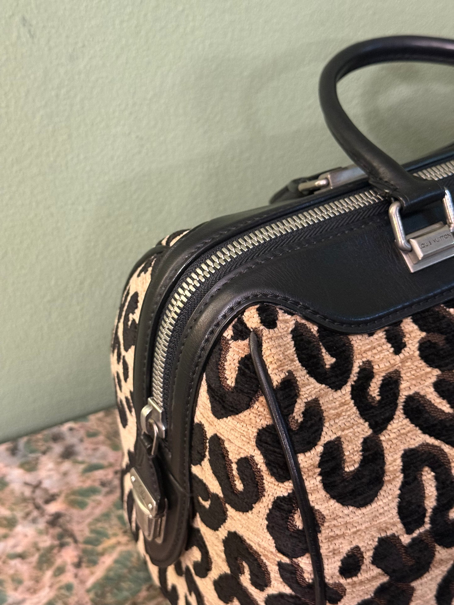 STEPHEN SPROUSE X LOUIS VUITTON LEOPARD SPEEDY 30 BOSTON BAG