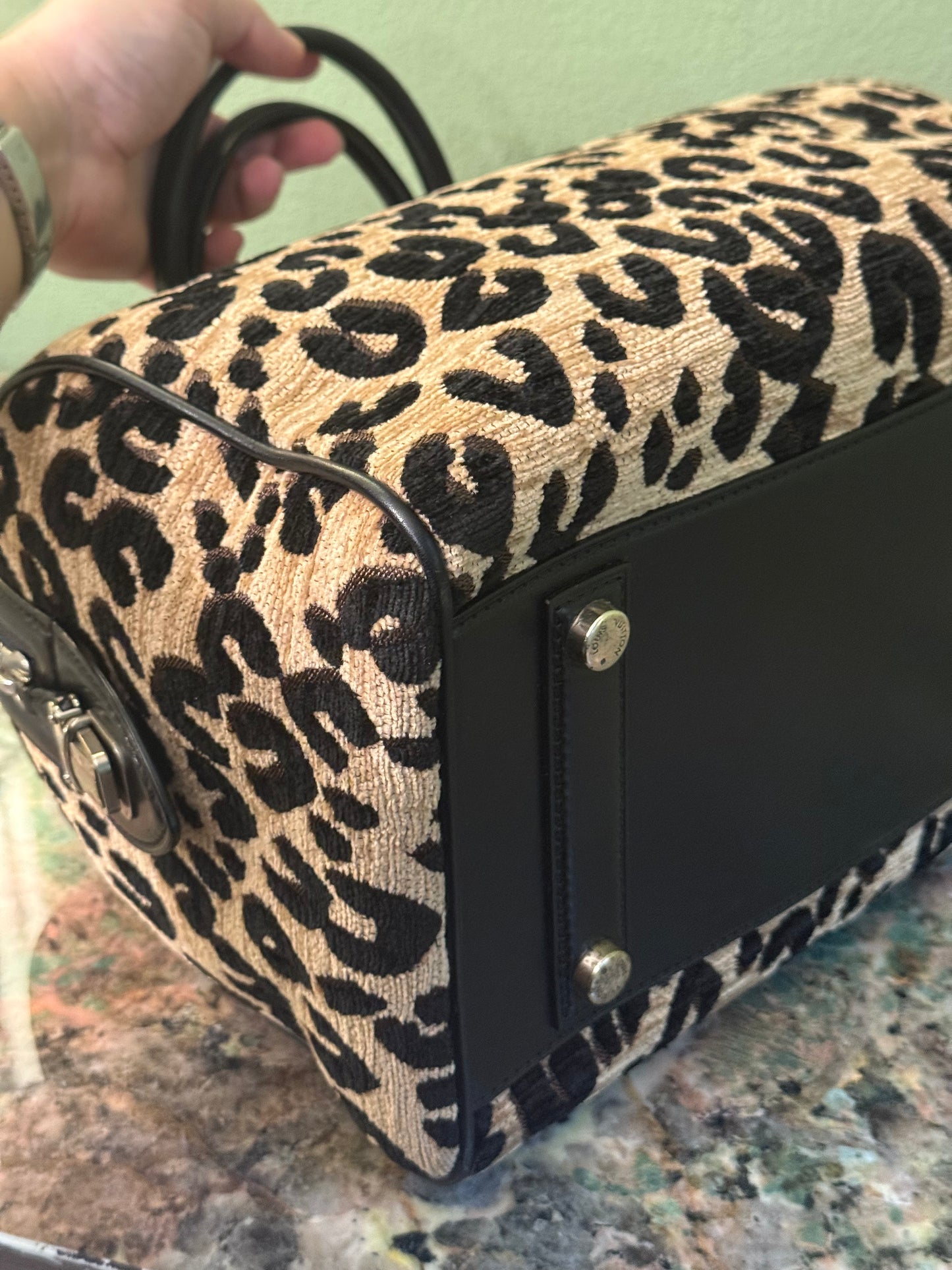 STEPHEN SPROUSE X LOUIS VUITTON LEOPARD SPEEDY 30 BOSTON BAG