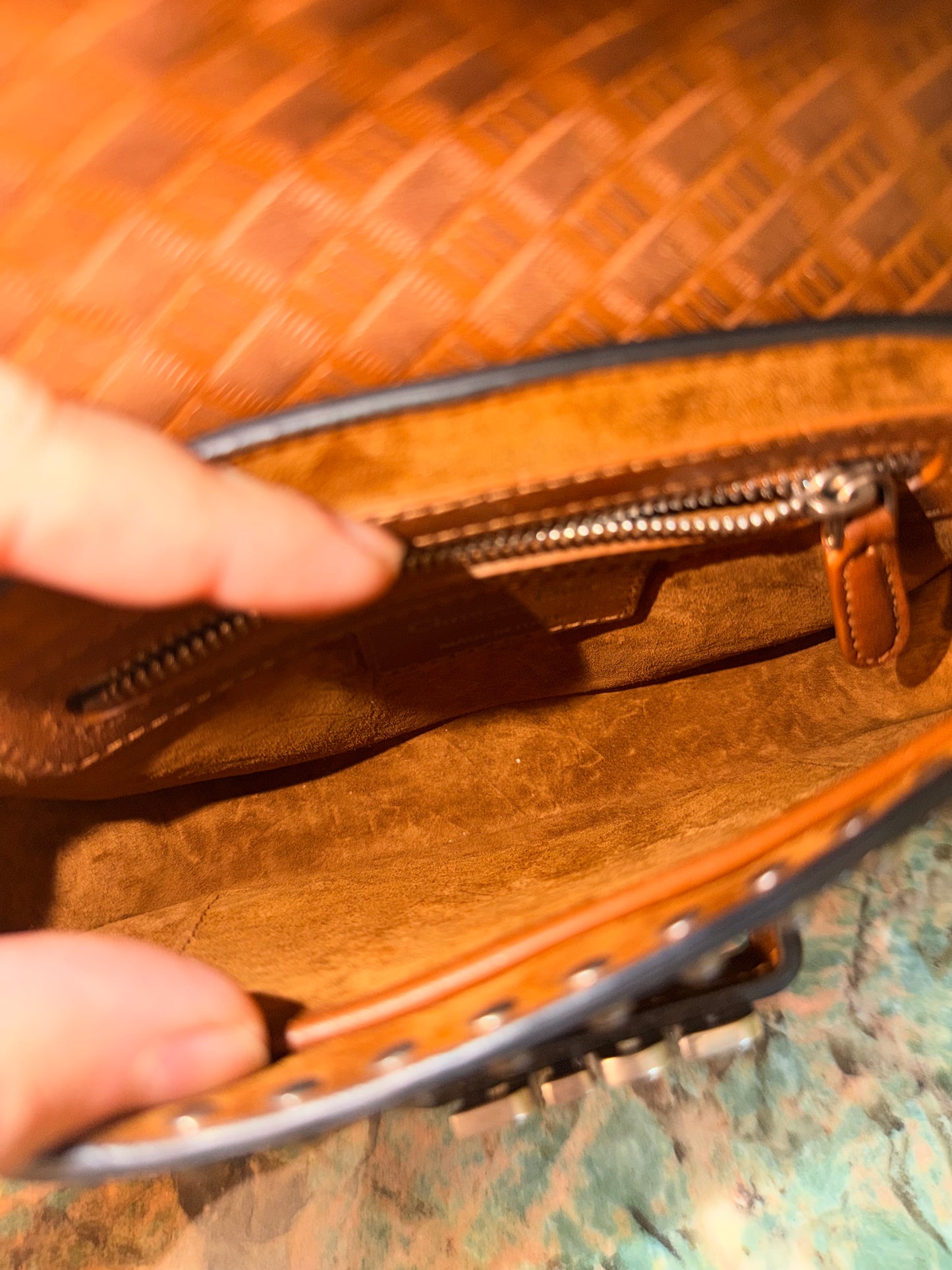 DIOR BROWN STUDDED MINI ADDICT CROSSBODY BAG