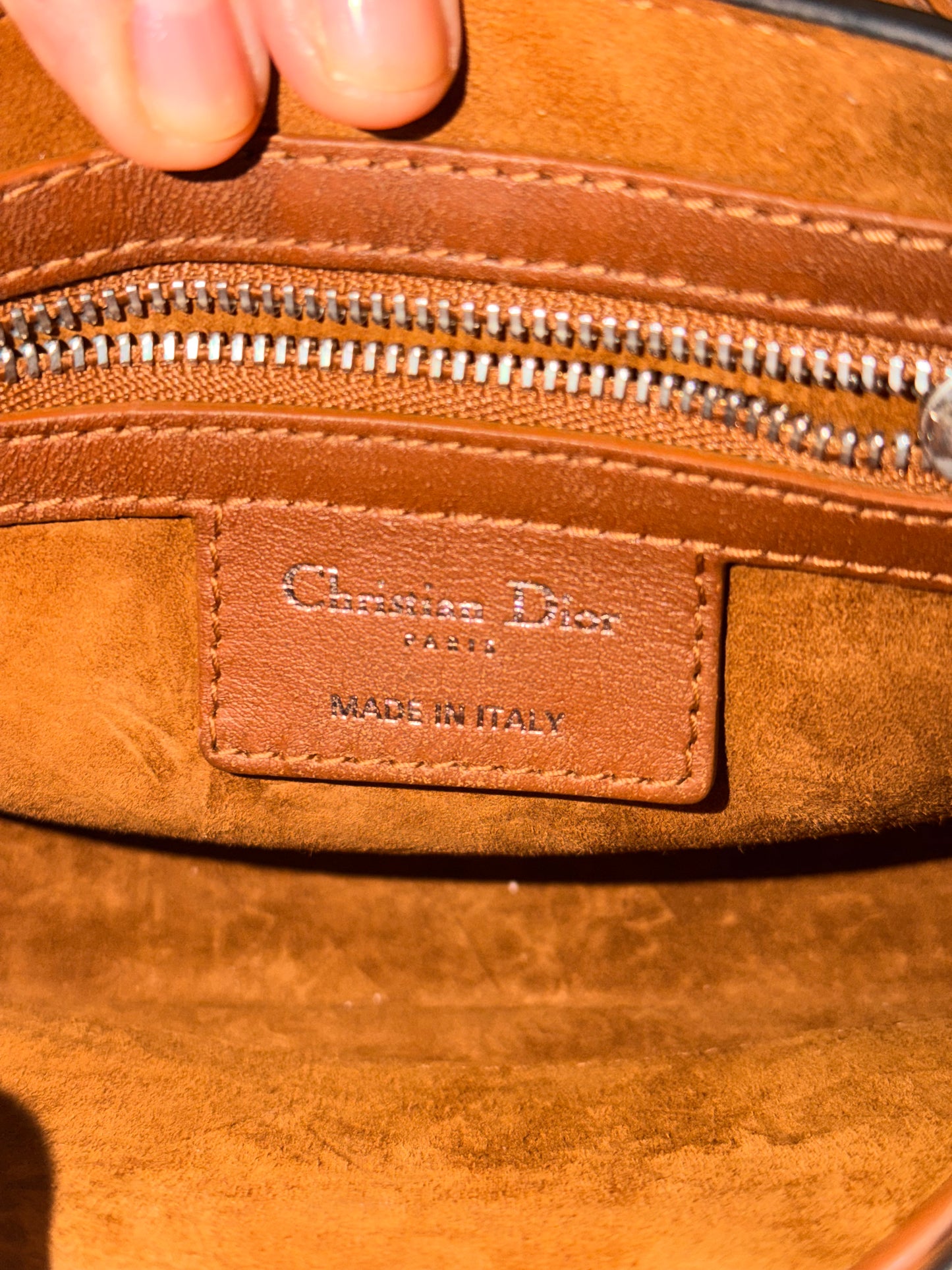 DIOR BROWN STUDDED MINI ADDICT CROSSBODY BAG