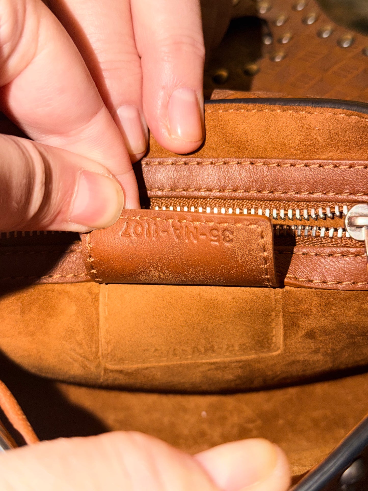 DIOR BROWN STUDDED MINI ADDICT CROSSBODY BAG