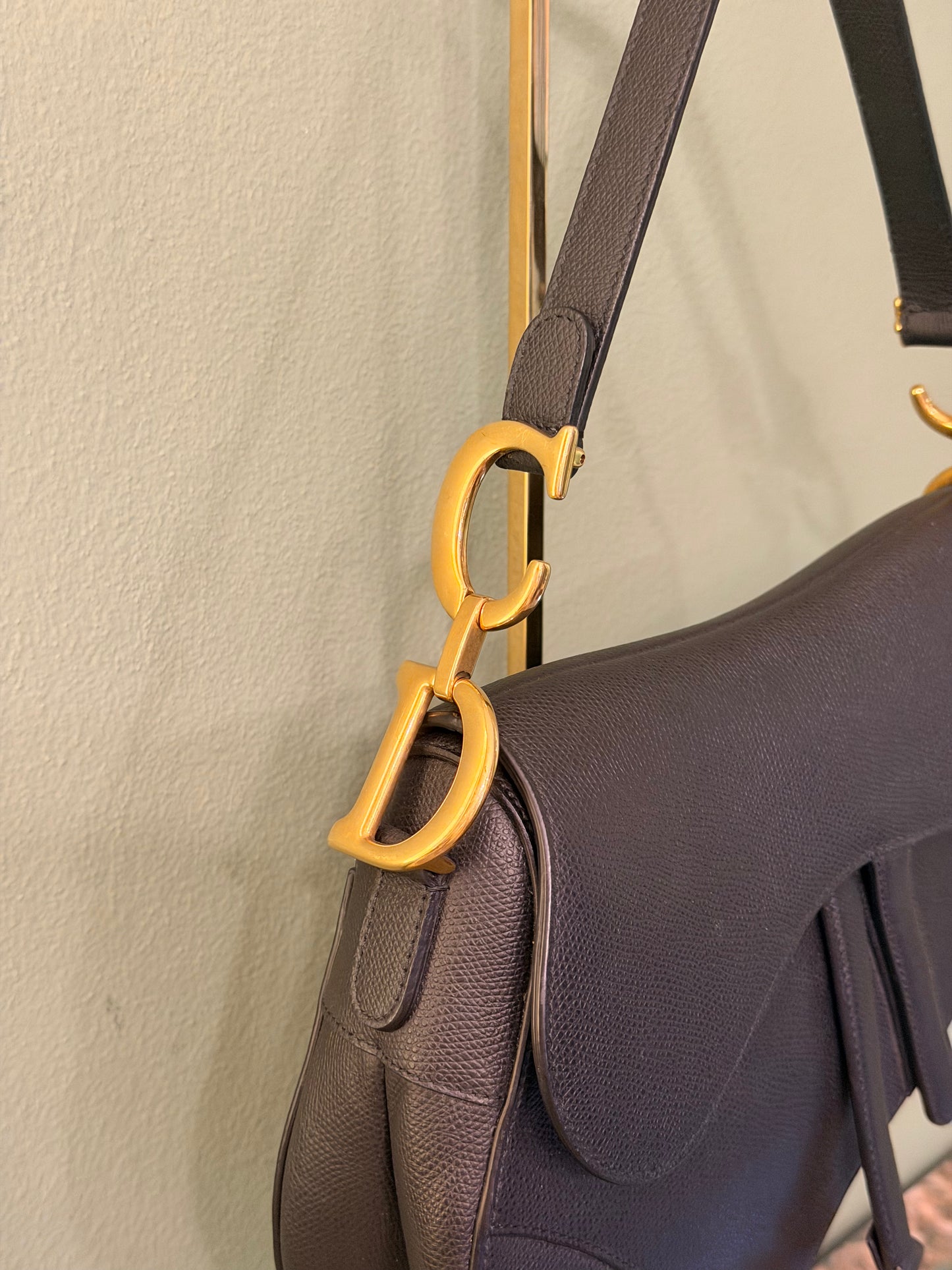 DIOR BLACK MEDIUM SADDLE SHOULDER BAG