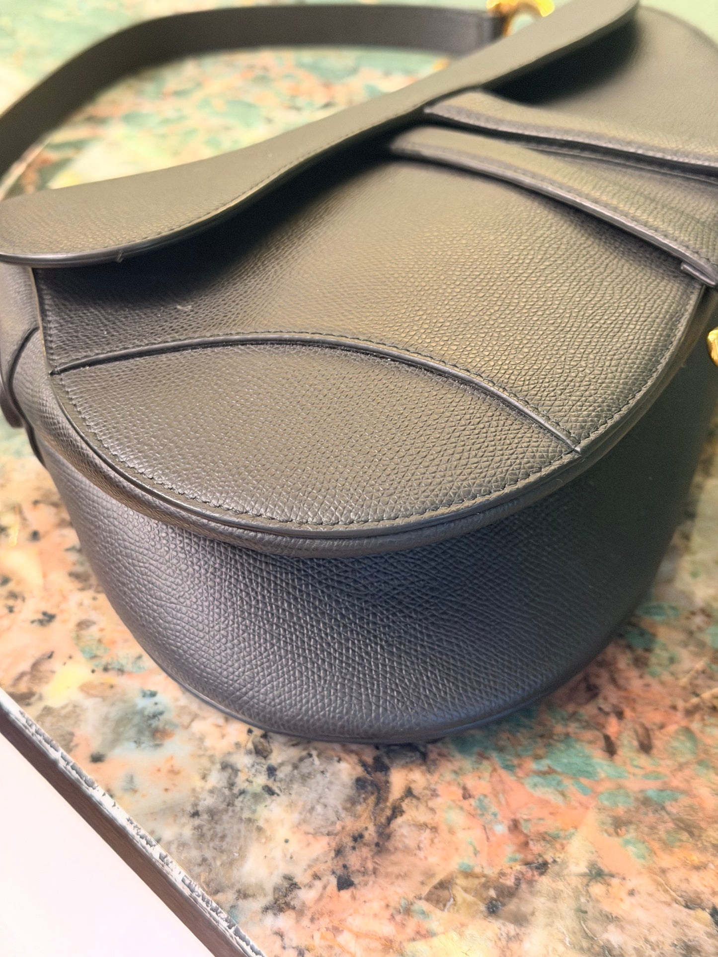 DIOR BLACK MEDIUM SADDLE SHOULDER BAG
