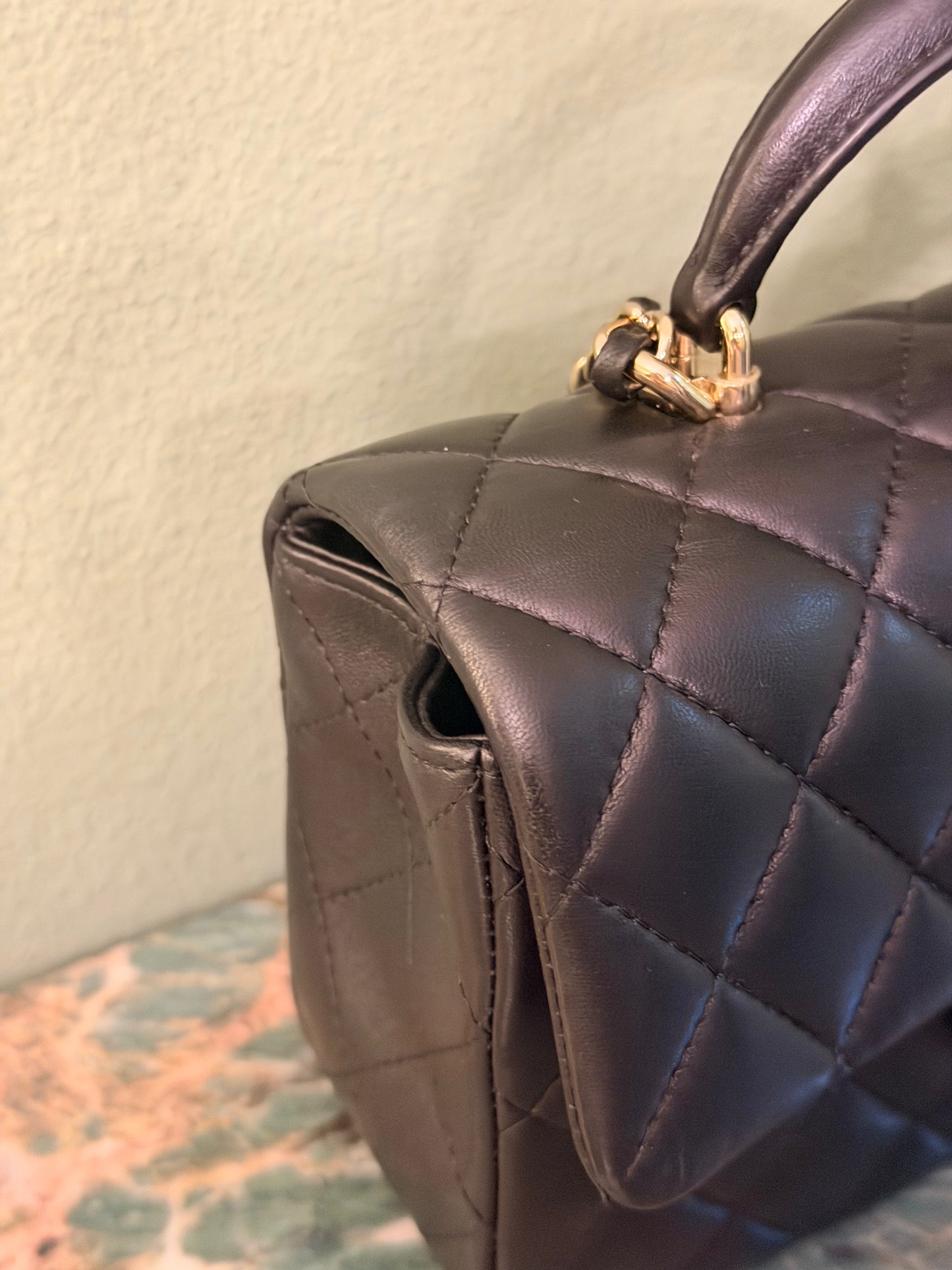 CHANEL BLACK LAMBSKIN MINI RECTANGULAR W/ HANDLE