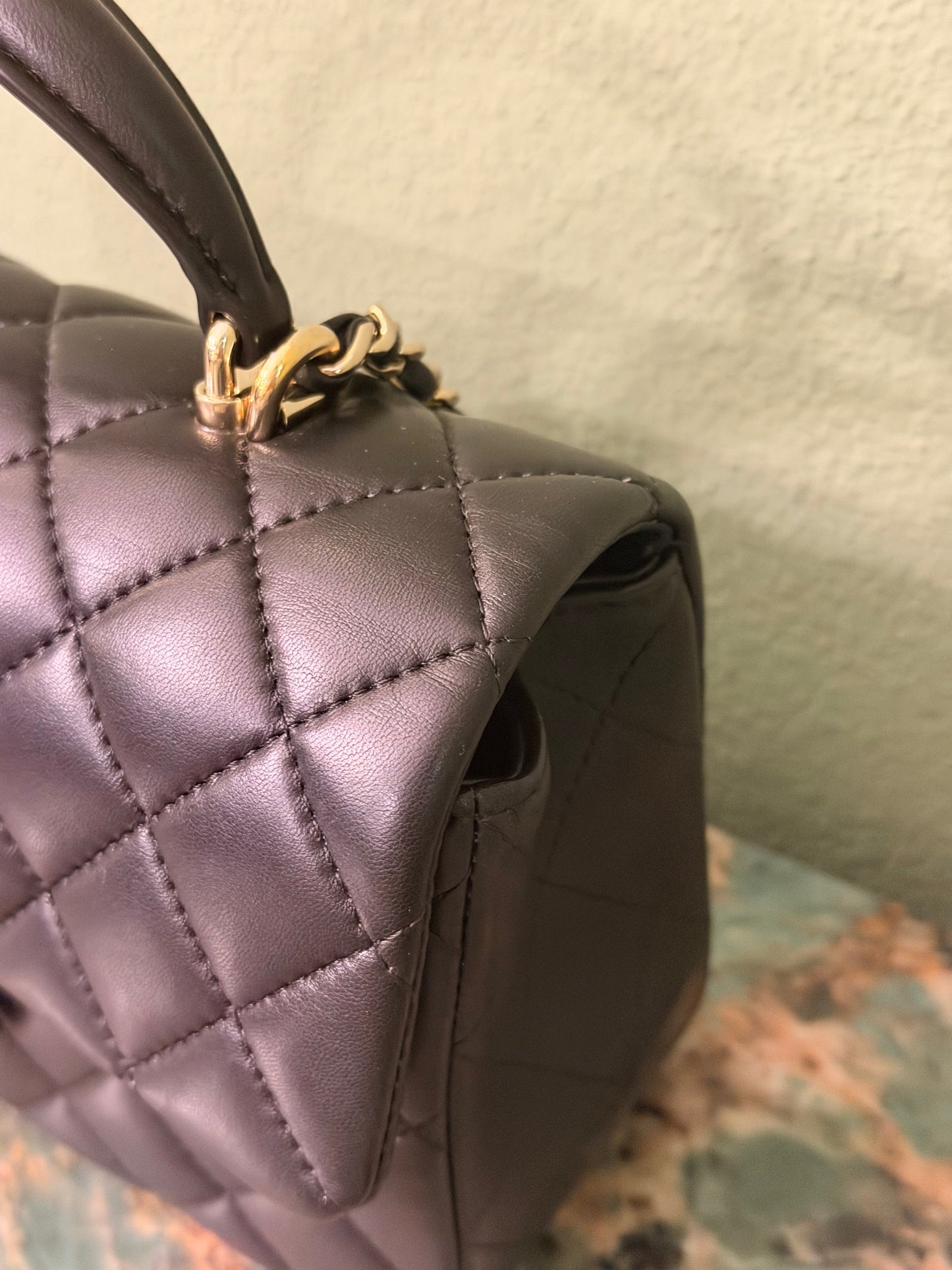CHANEL BLACK LAMBSKIN MINI RECTANGULAR W/ HANDLE
