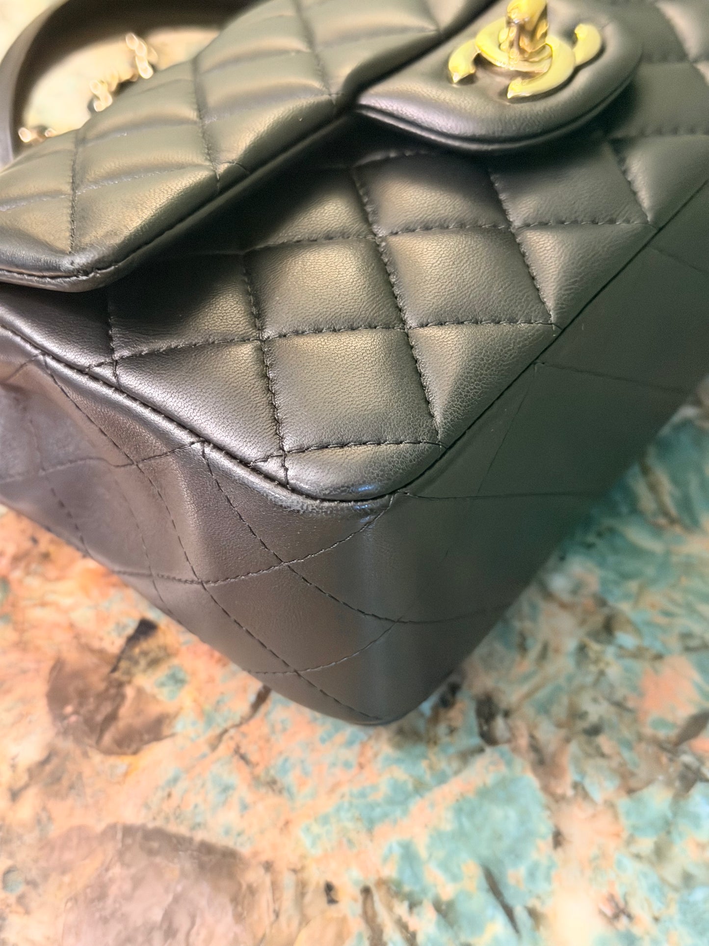 CHANEL BLACK LAMBSKIN MINI RECTANGULAR W/ HANDLE