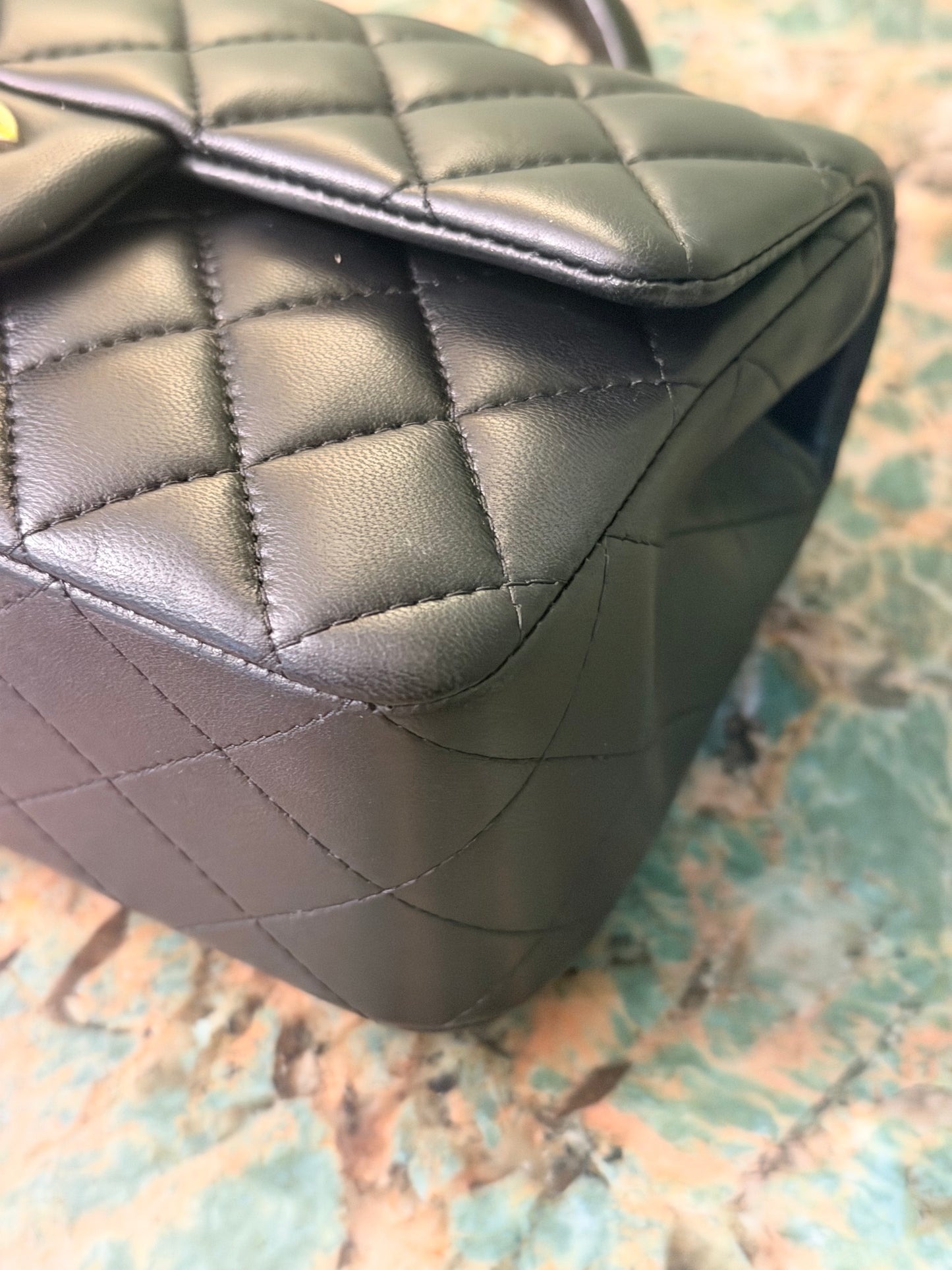 CHANEL BLACK LAMBSKIN MINI RECTANGULAR W/ HANDLE