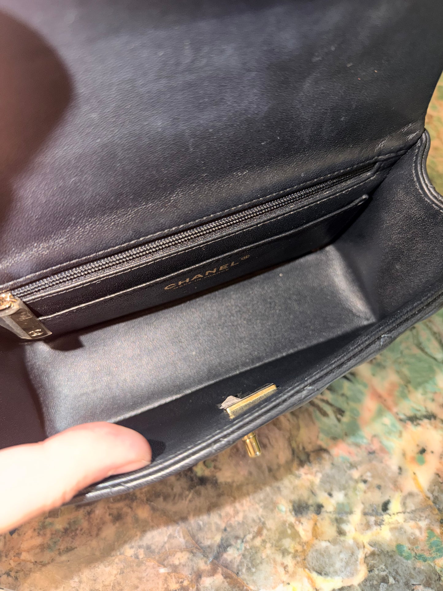 CHANEL BLACK LAMBSKIN MINI RECTANGULAR W/ HANDLE