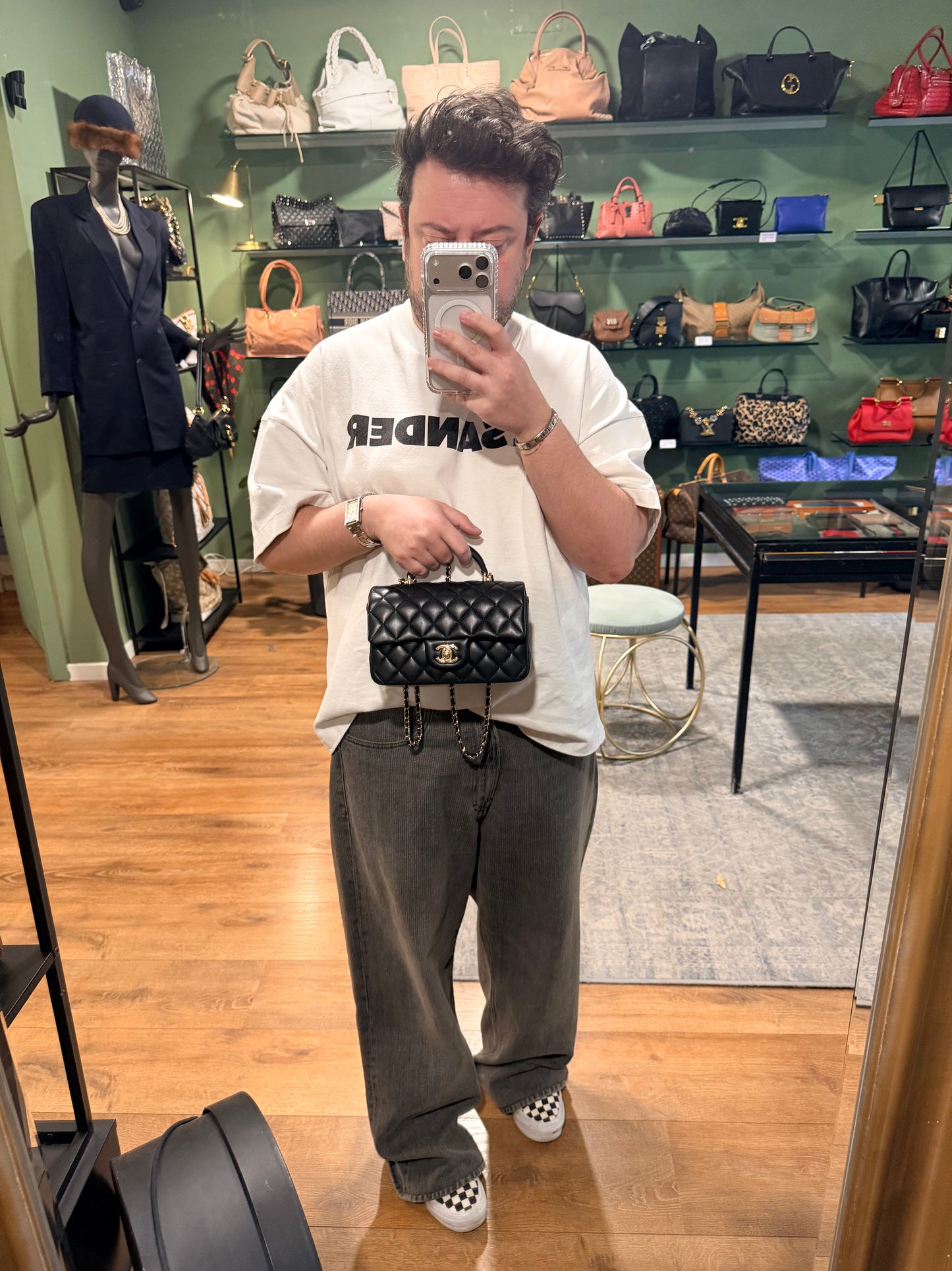 CHANEL BLACK LAMBSKIN MINI RECTANGULAR W/ HANDLE