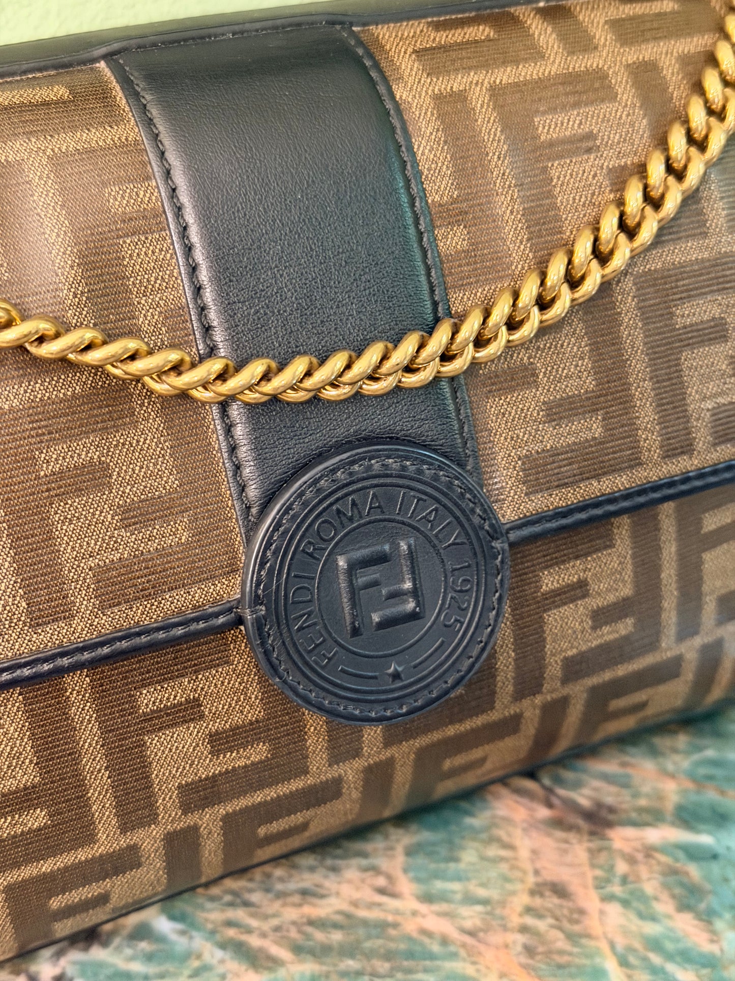 FENDI ZUCCA DOUBLE F SHOULDER BAG