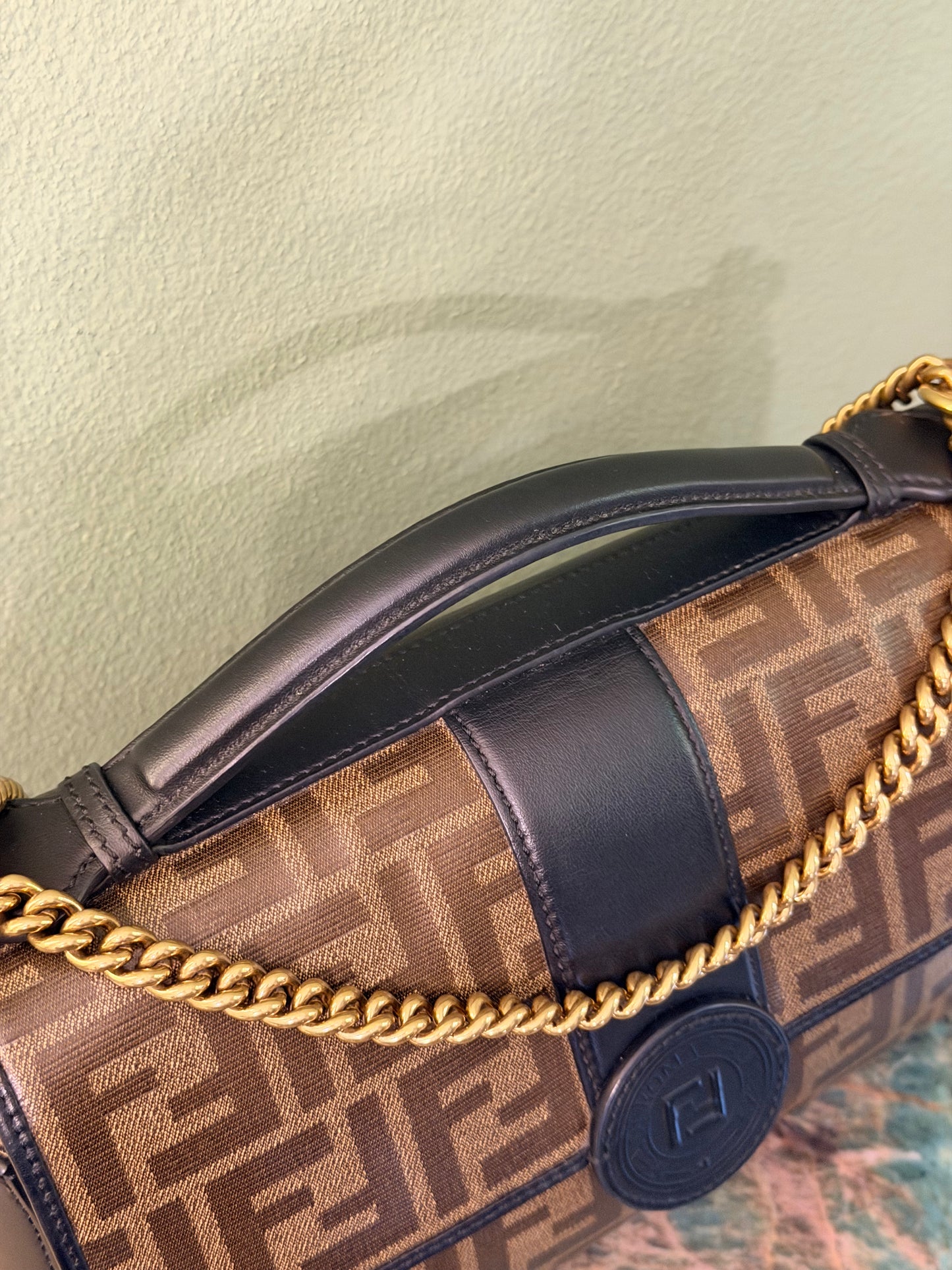 FENDI ZUCCA DOUBLE F SHOULDER BAG