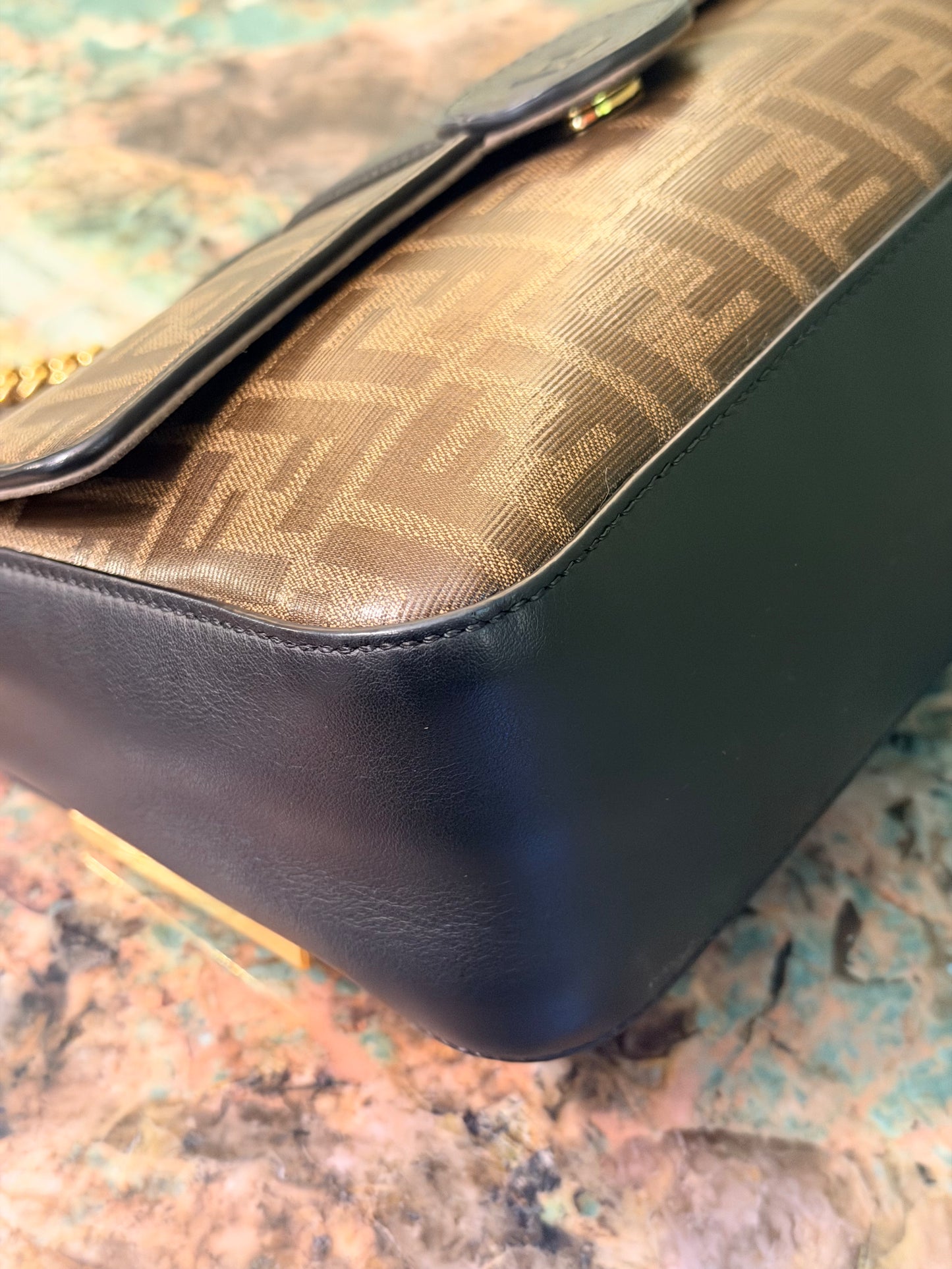 FENDI ZUCCA DOUBLE F SHOULDER BAG
