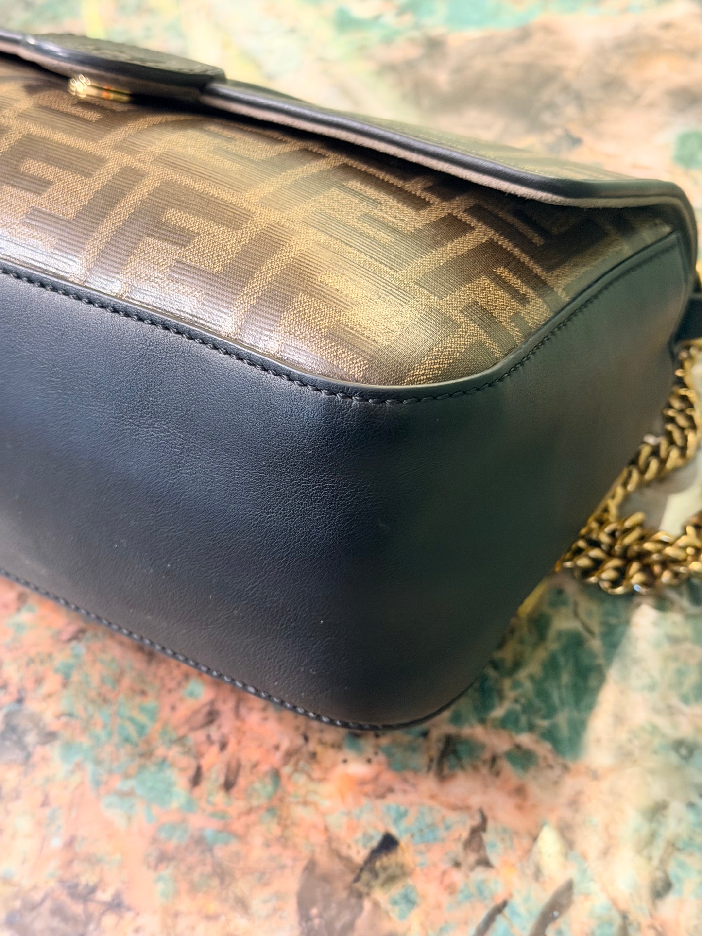 FENDI ZUCCA DOUBLE F SHOULDER BAG