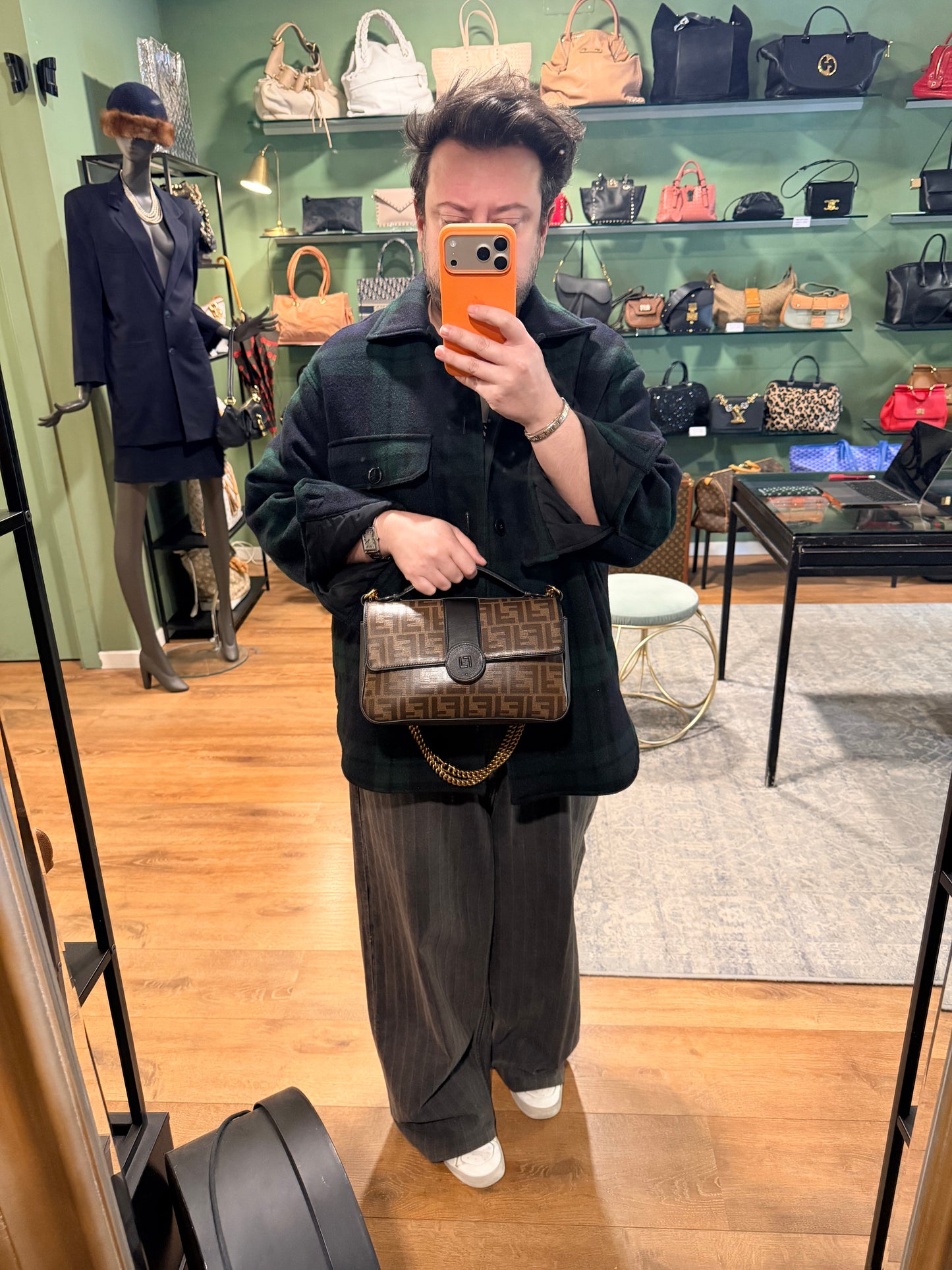 FENDI ZUCCA DOUBLE F SHOULDER BAG