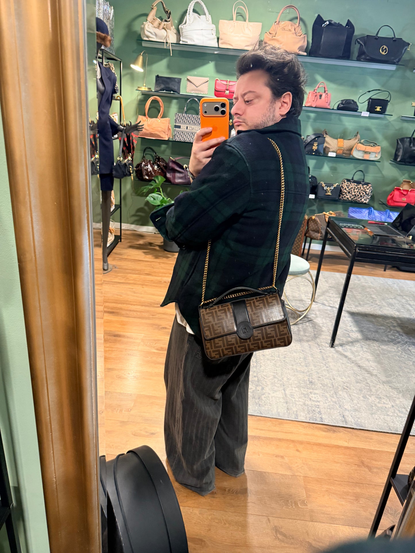 FENDI ZUCCA DOUBLE F SHOULDER BAG