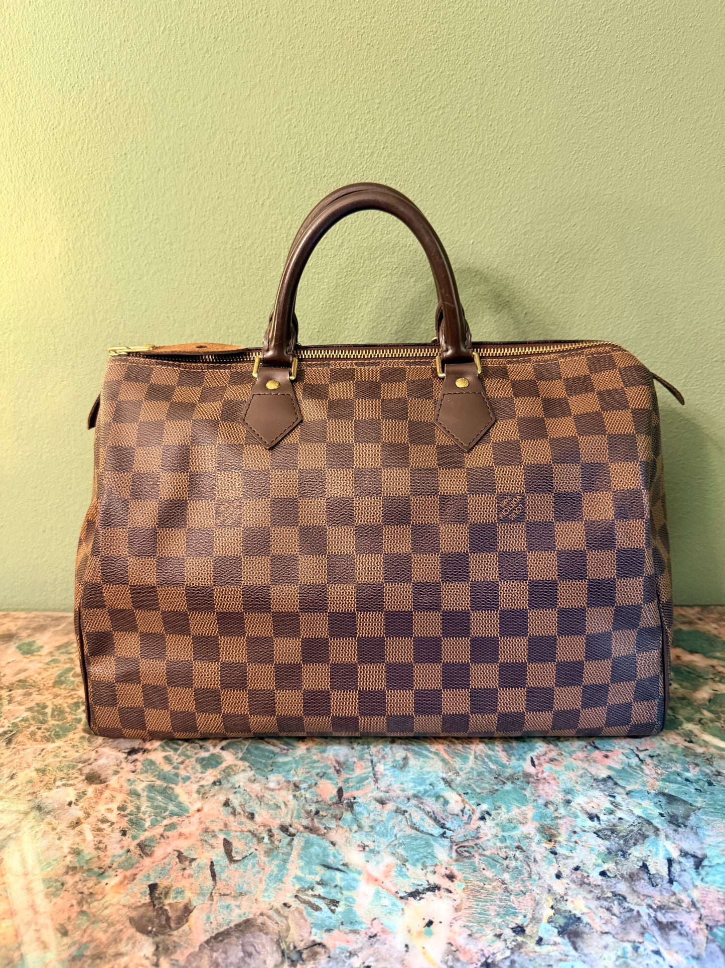 LOUIS VUITTON DAMIER EBENE SPEEDY 35 BOSTON BAG