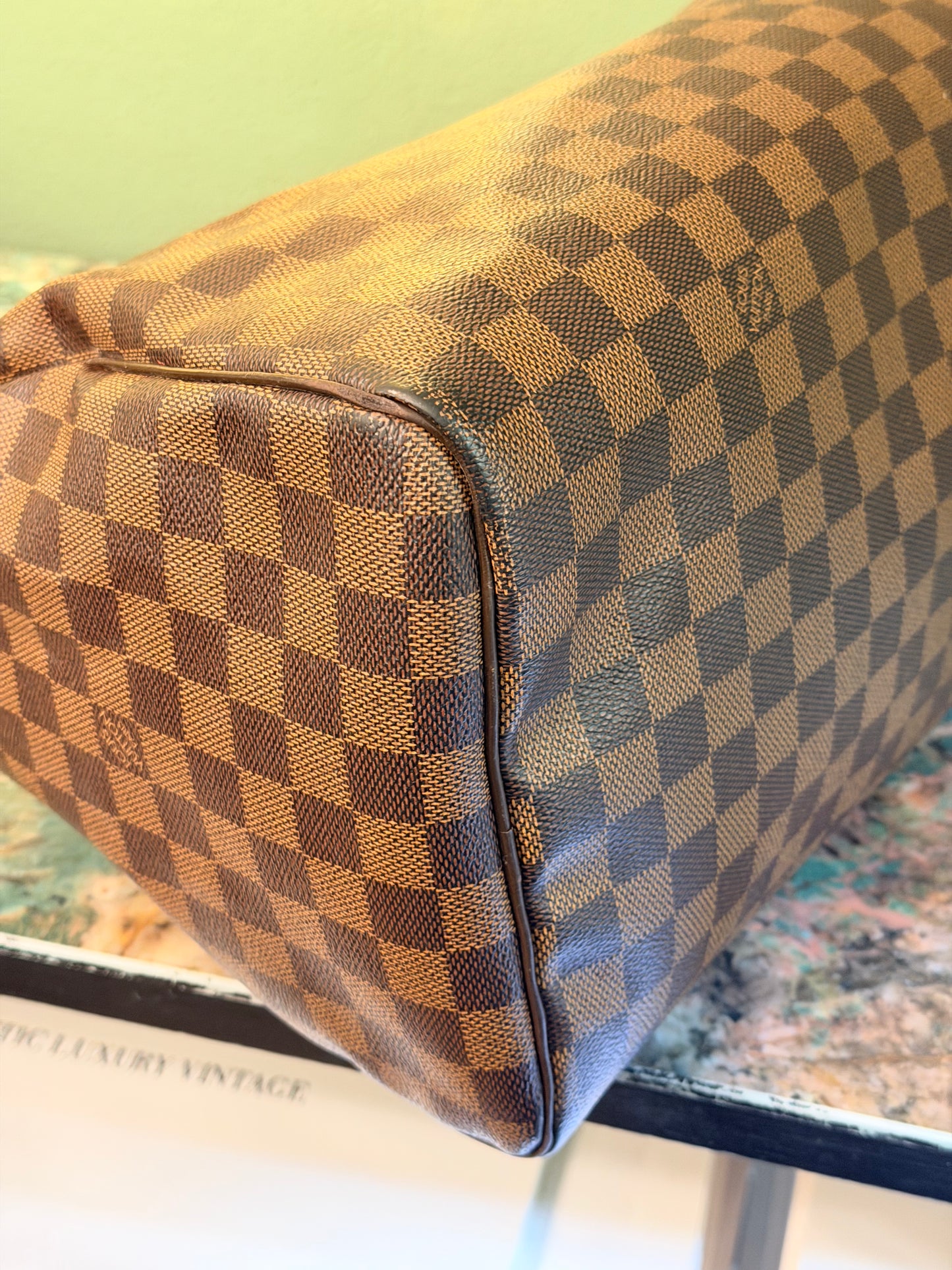 LOUIS VUITTON DAMIER EBENE SPEEDY 35 BOSTON BAG