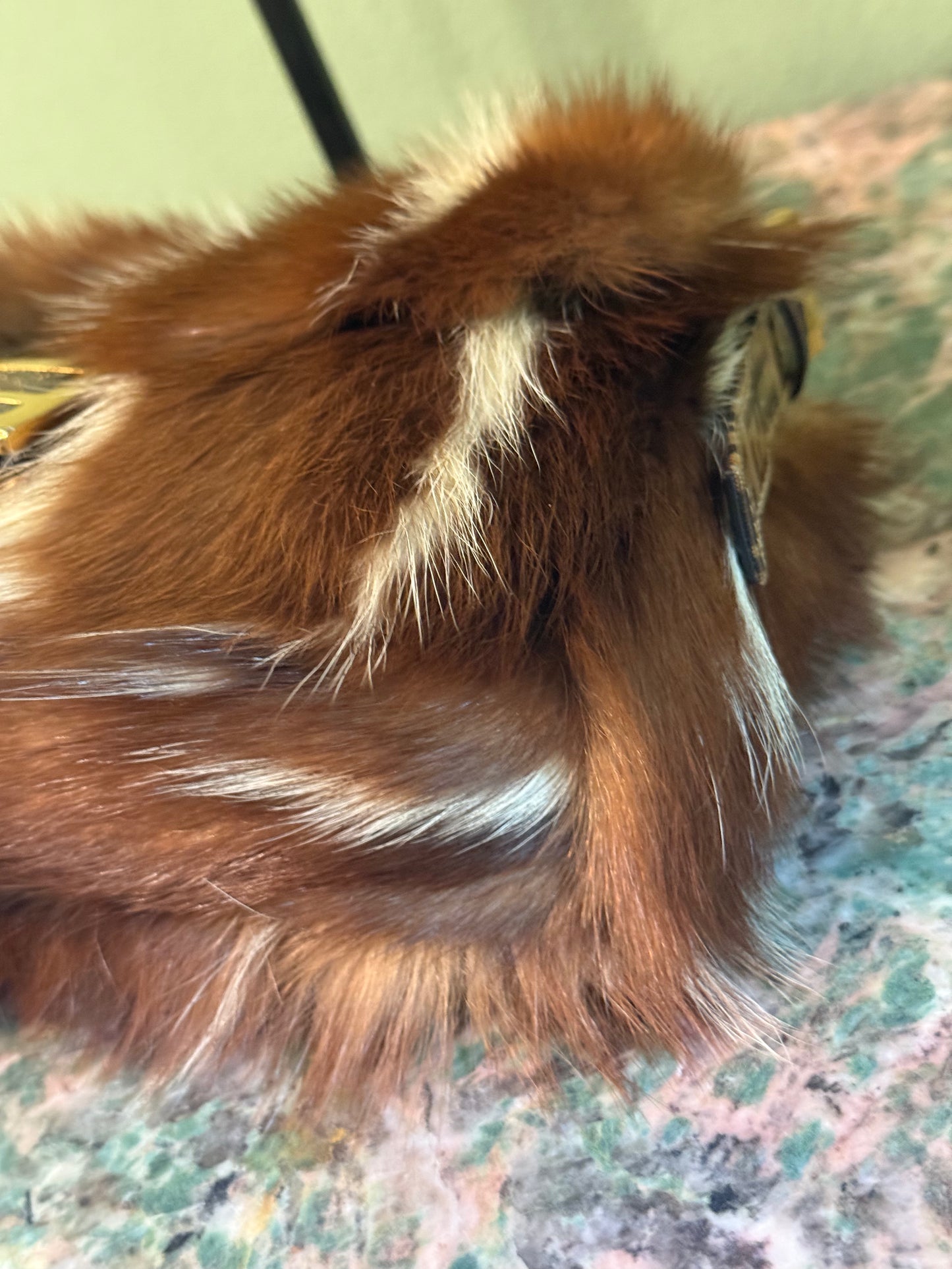 FENDI BROWN SKUNK FUR BAGUETTE SHOULDER BAG