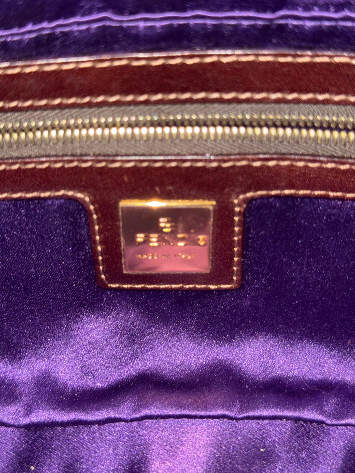 FENDI BROWN SKUNK FUR BAGUETTE SHOULDER BAG