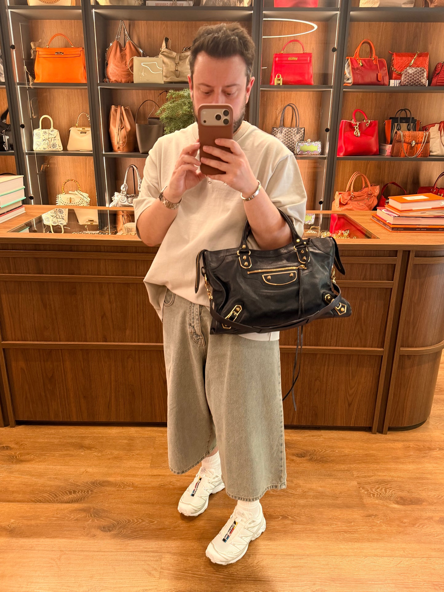 BALENCIAGA NAVY MEDIUM CLASSIC CITY EDGE HANDBAG